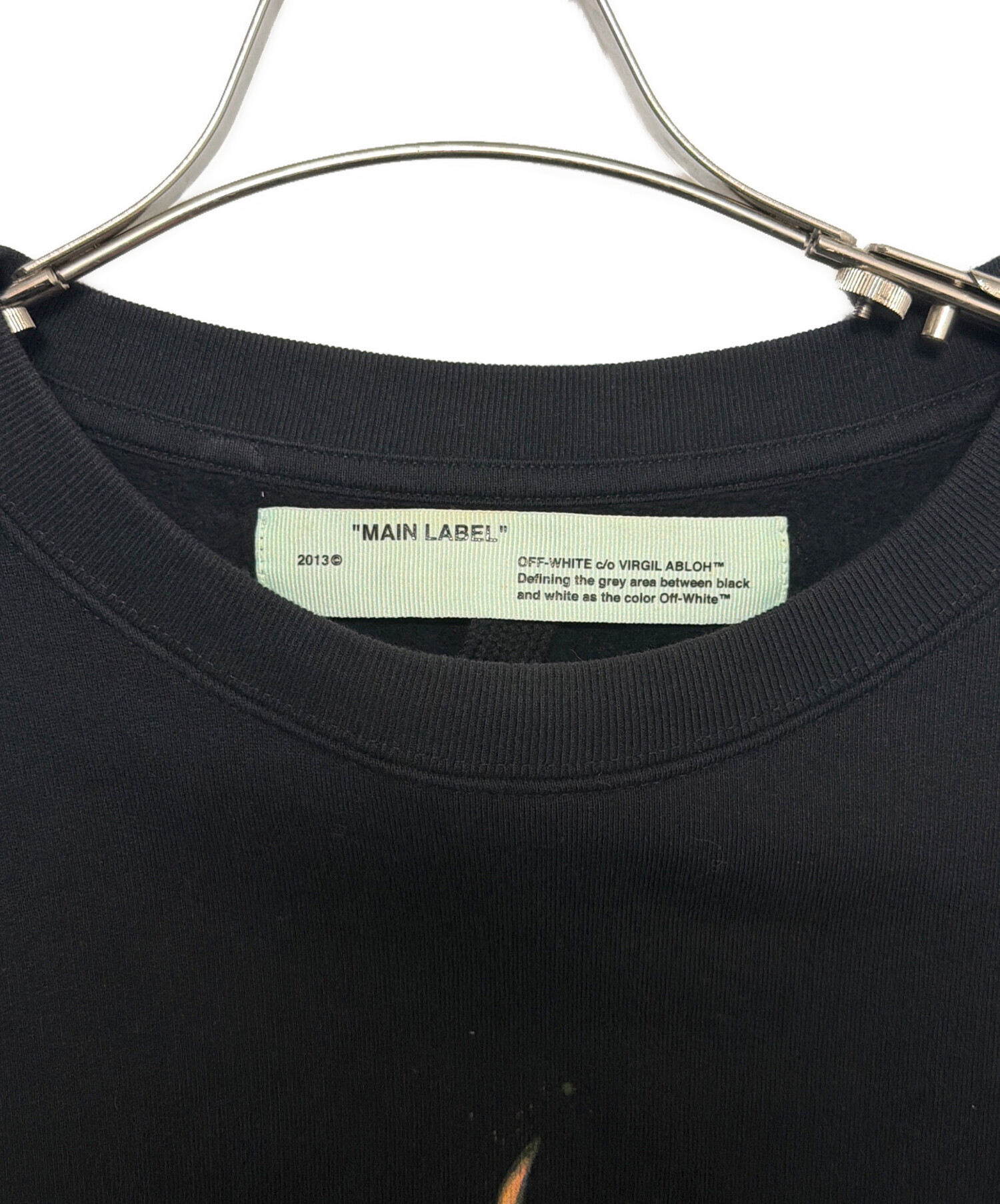 OFFWHITE (オフホワイト) Diag Fire Crewneck ブラック サイズ:L