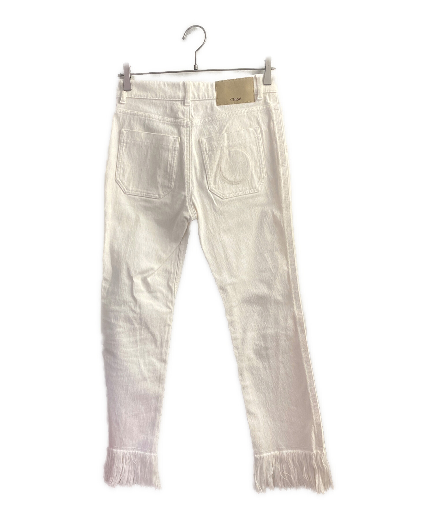 中古・古着通販】Chloe (クロエ) フリンジデニムパンツ ホワイト