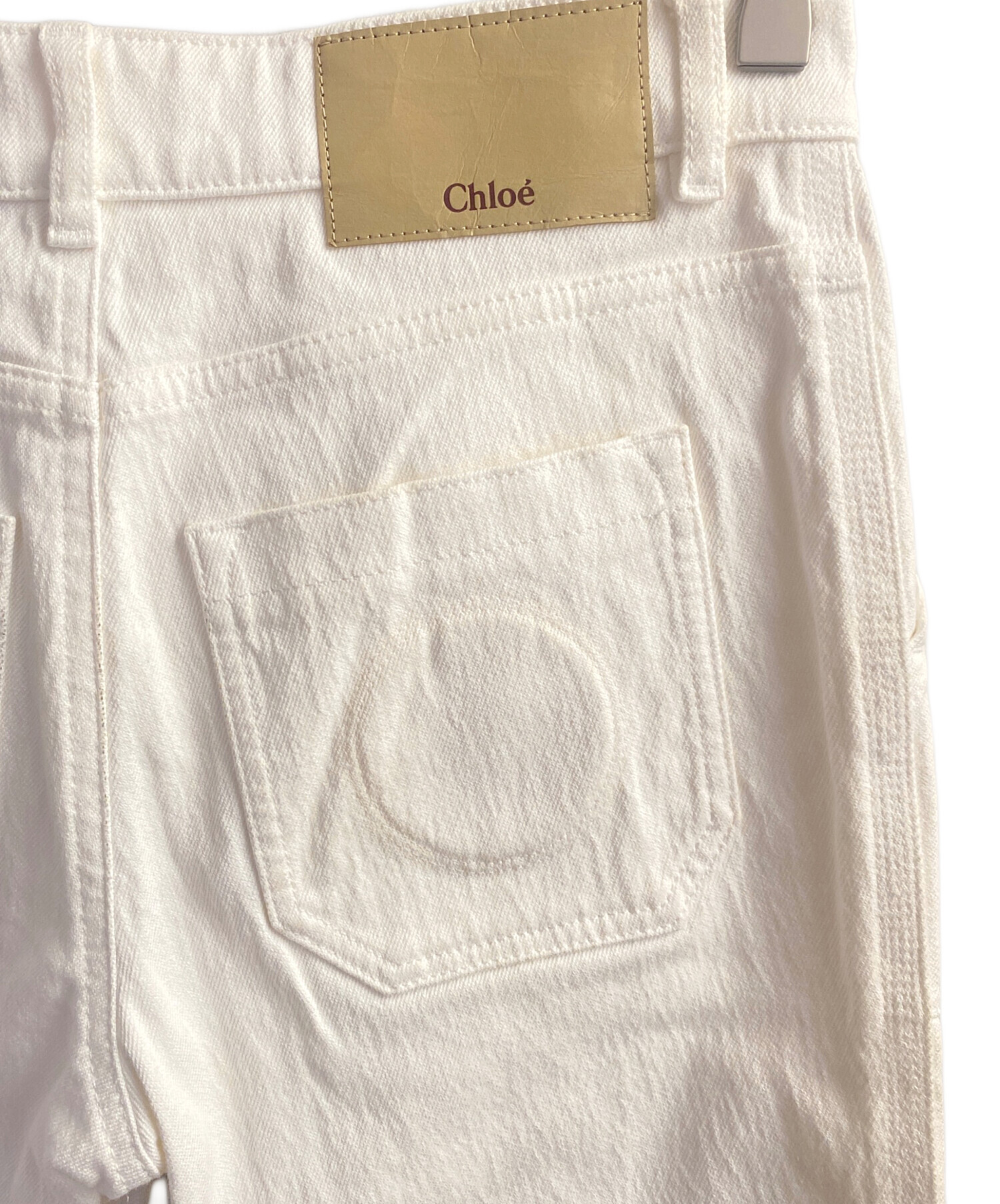 中古・古着通販】Chloe (クロエ) フリンジデニムパンツ ホワイト