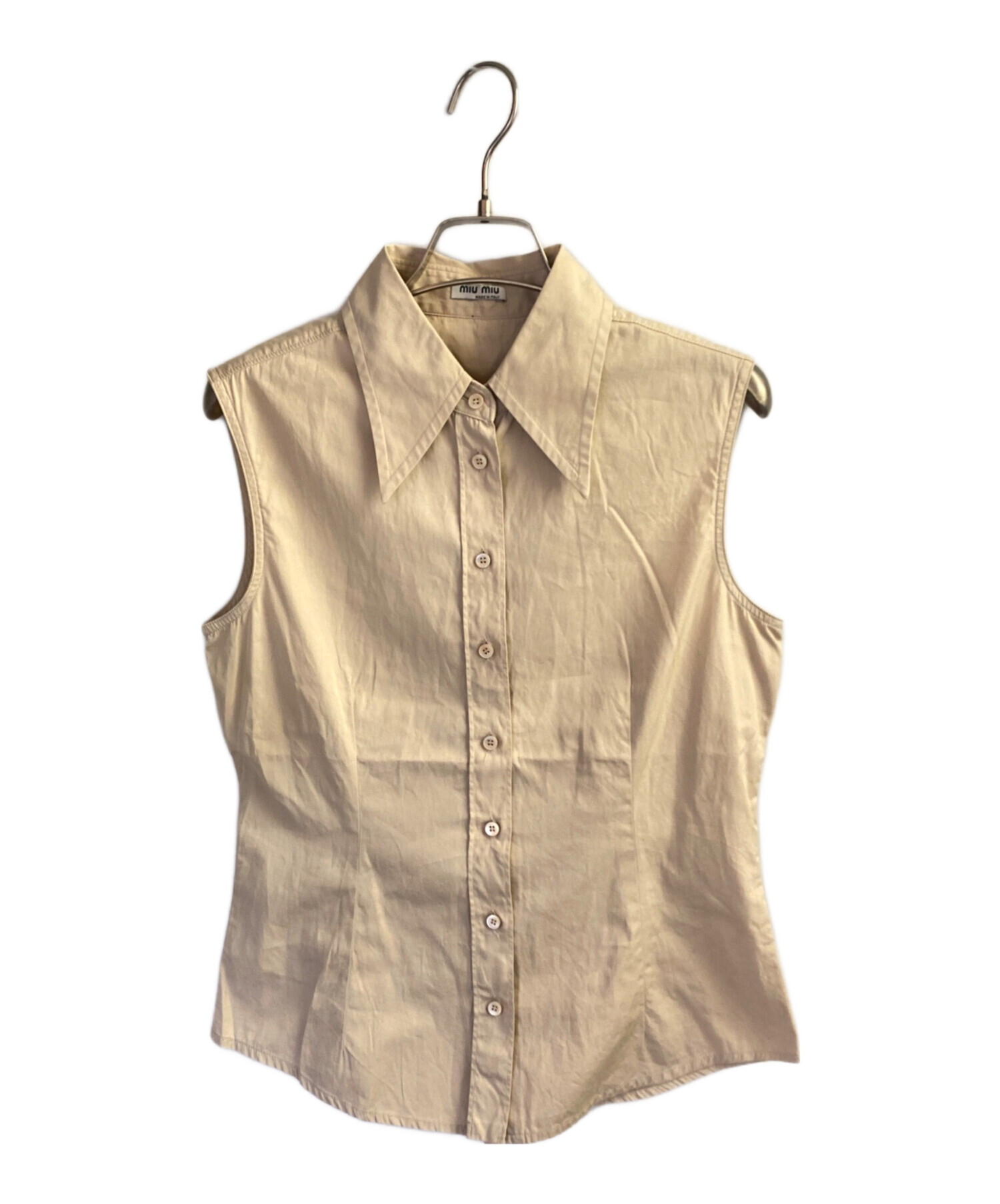 中古・古着通販】MIU MIU (ミュウミュウ) ノースリーブシャツ ベージュ 
