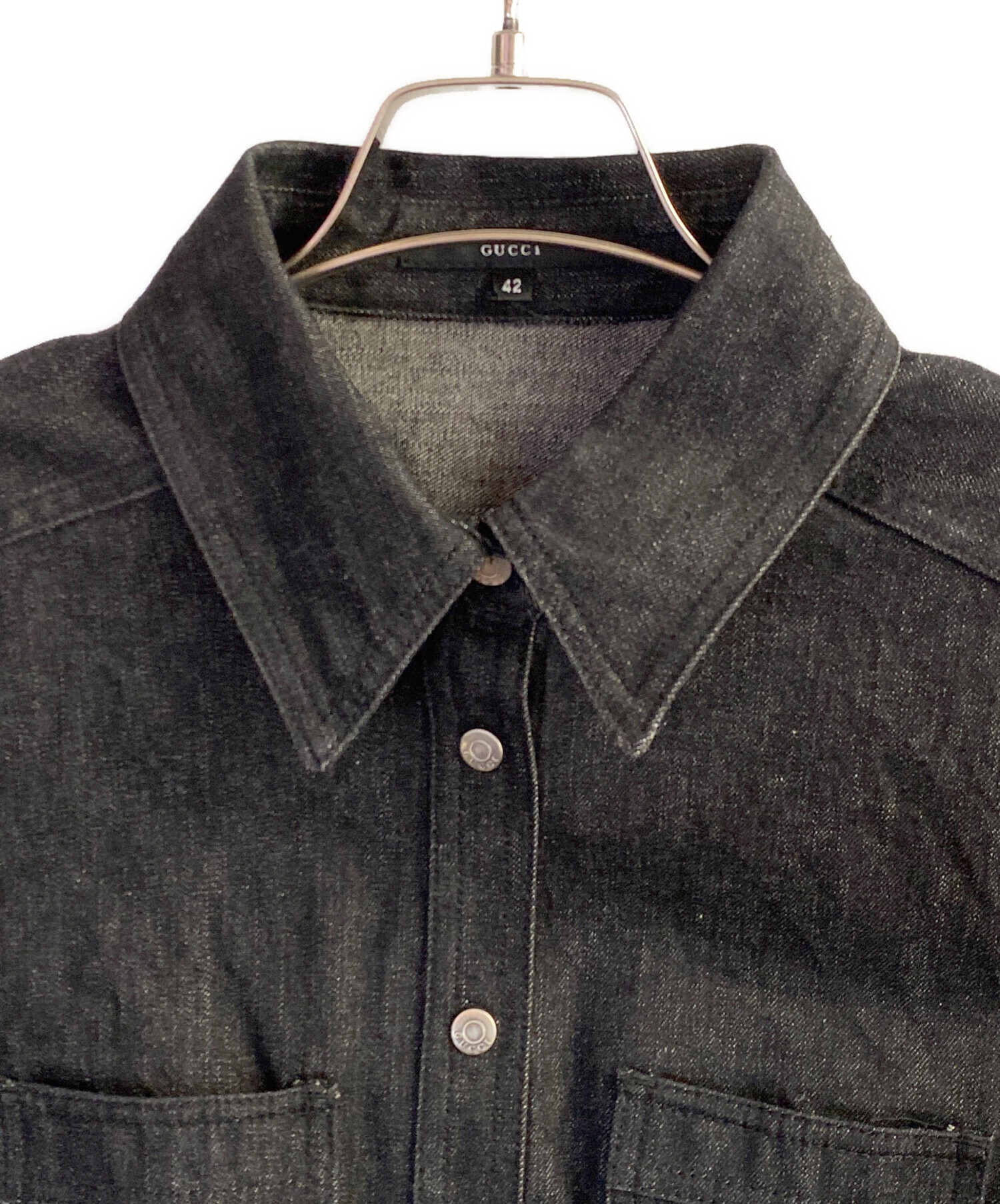中古・古着通販】GUCCI (グッチ) デニムジャケット ブラック サイズ:42