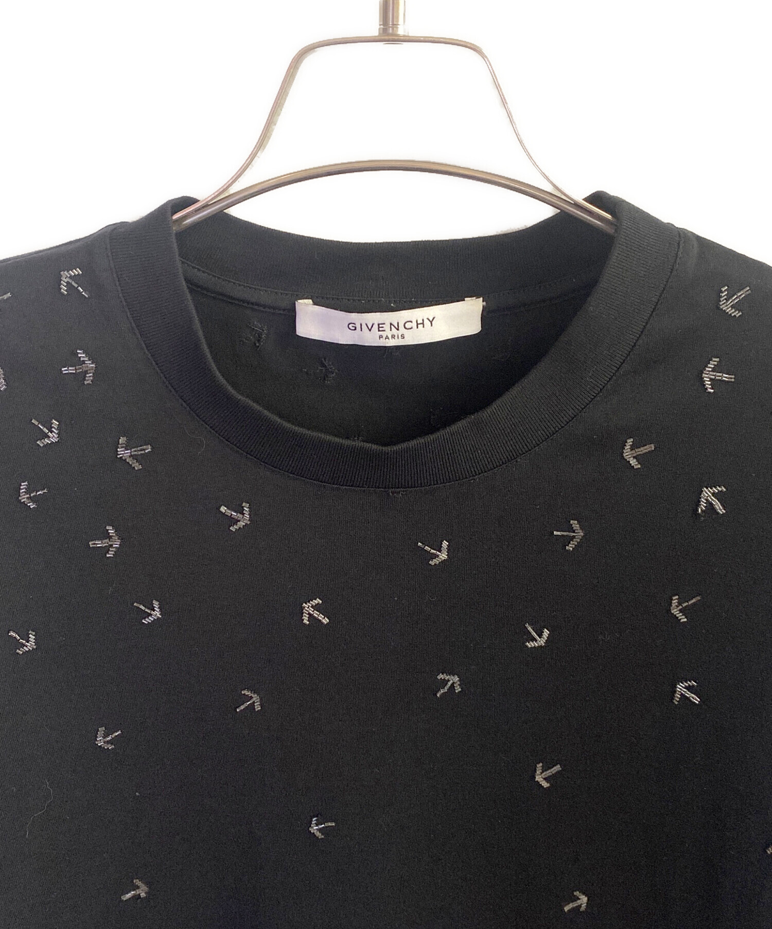 中古・古着通販】GIVENCHY (ジバンシィ) ビジュー刺繍Tシャツ ブラック