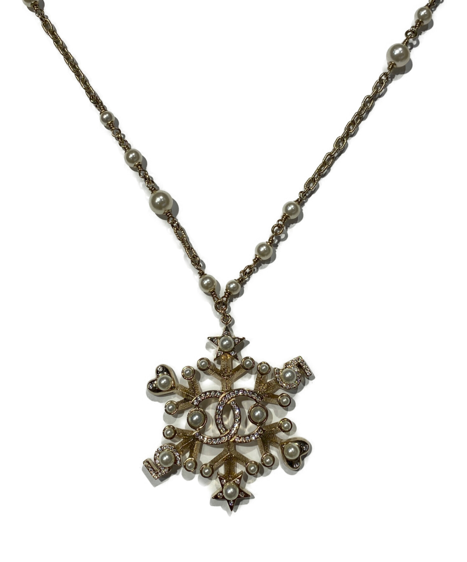 中古・古着通販】CHANEL (シャネル) パールネックレス ゴールド 