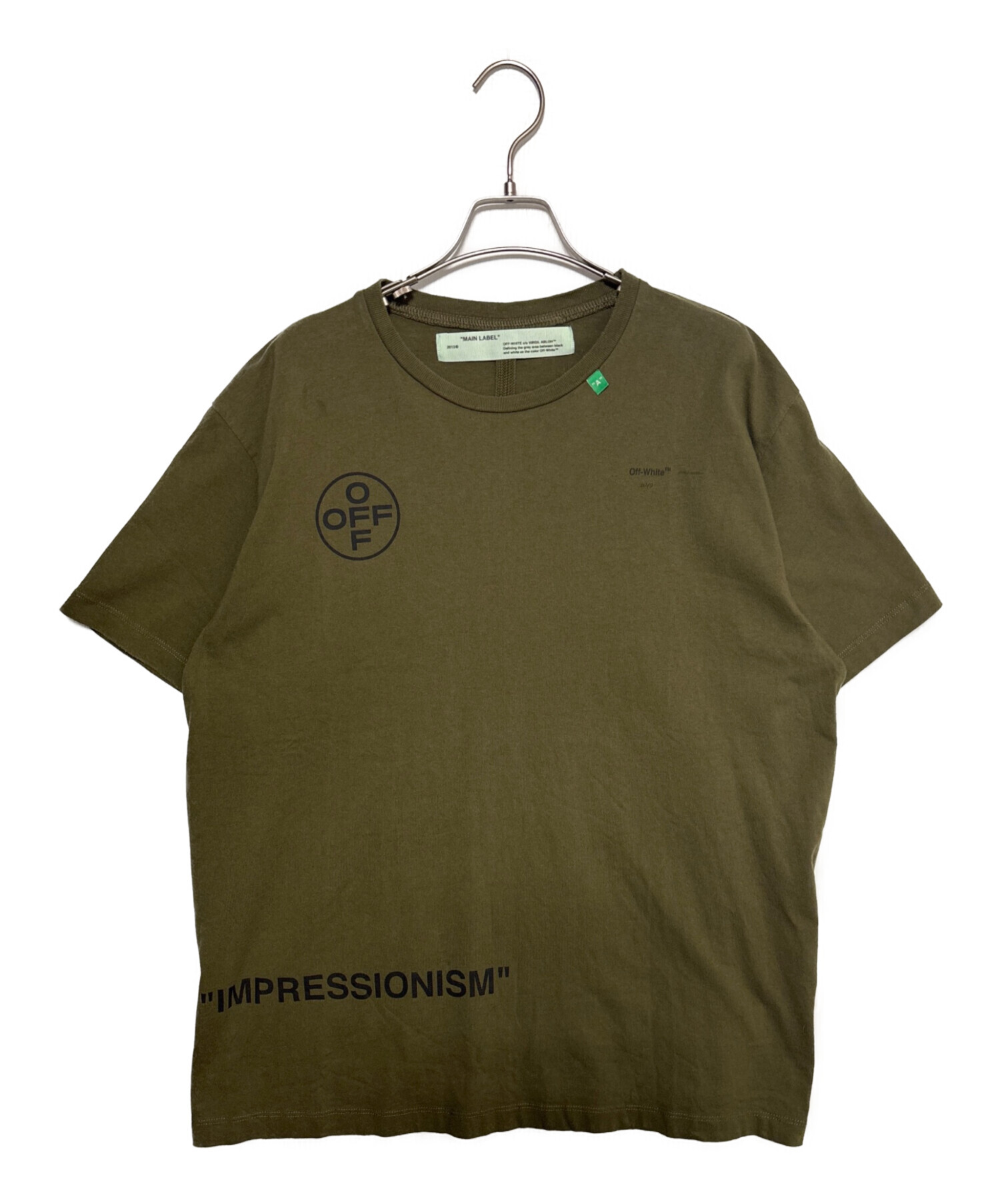 中古・古着通販】OFFWHITE (オフホワイト) ステンシルTシャツ カーキ
