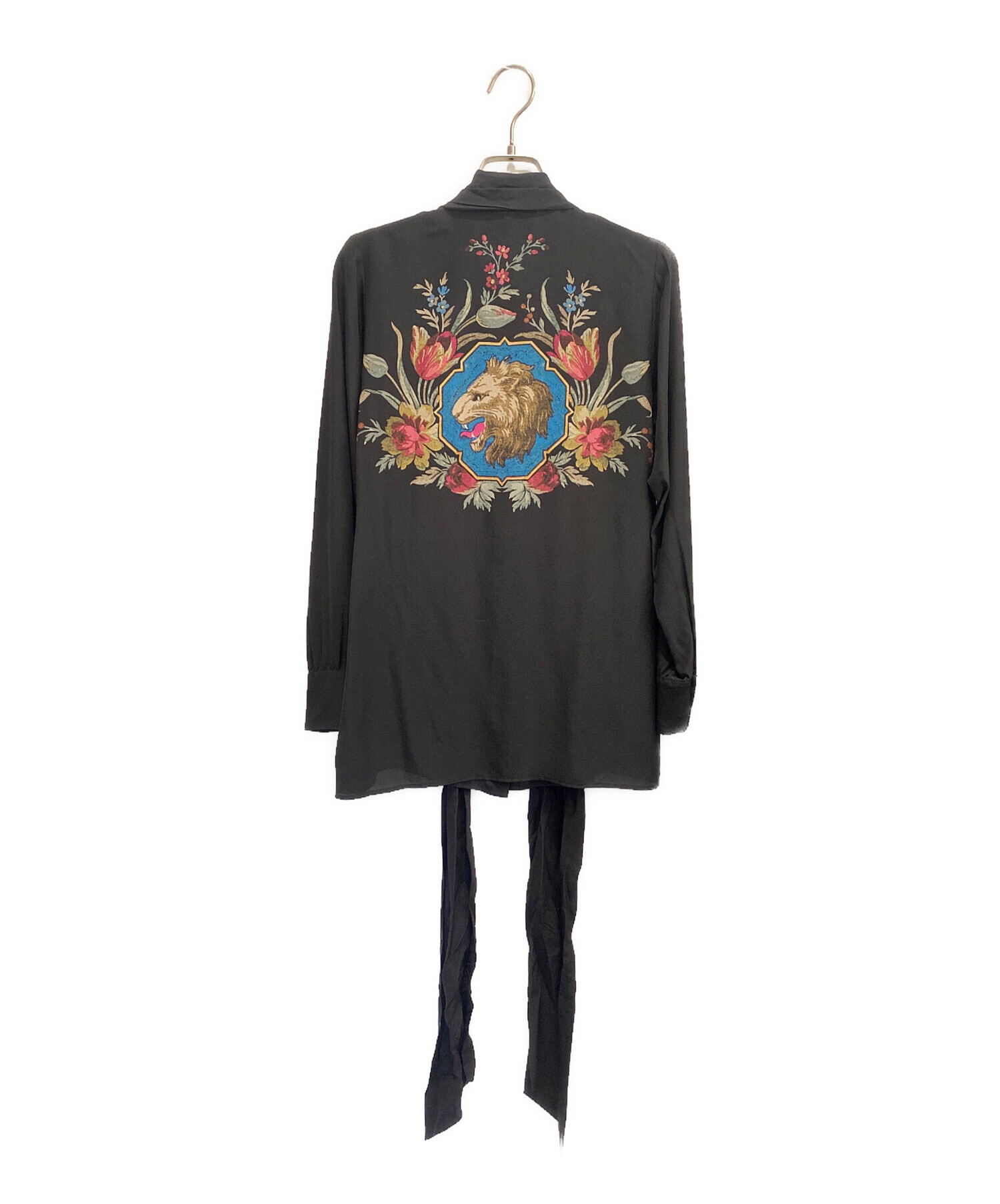 中古・古着通販】GUCCI (グッチ) ブラックシルクシャツ ブラック 