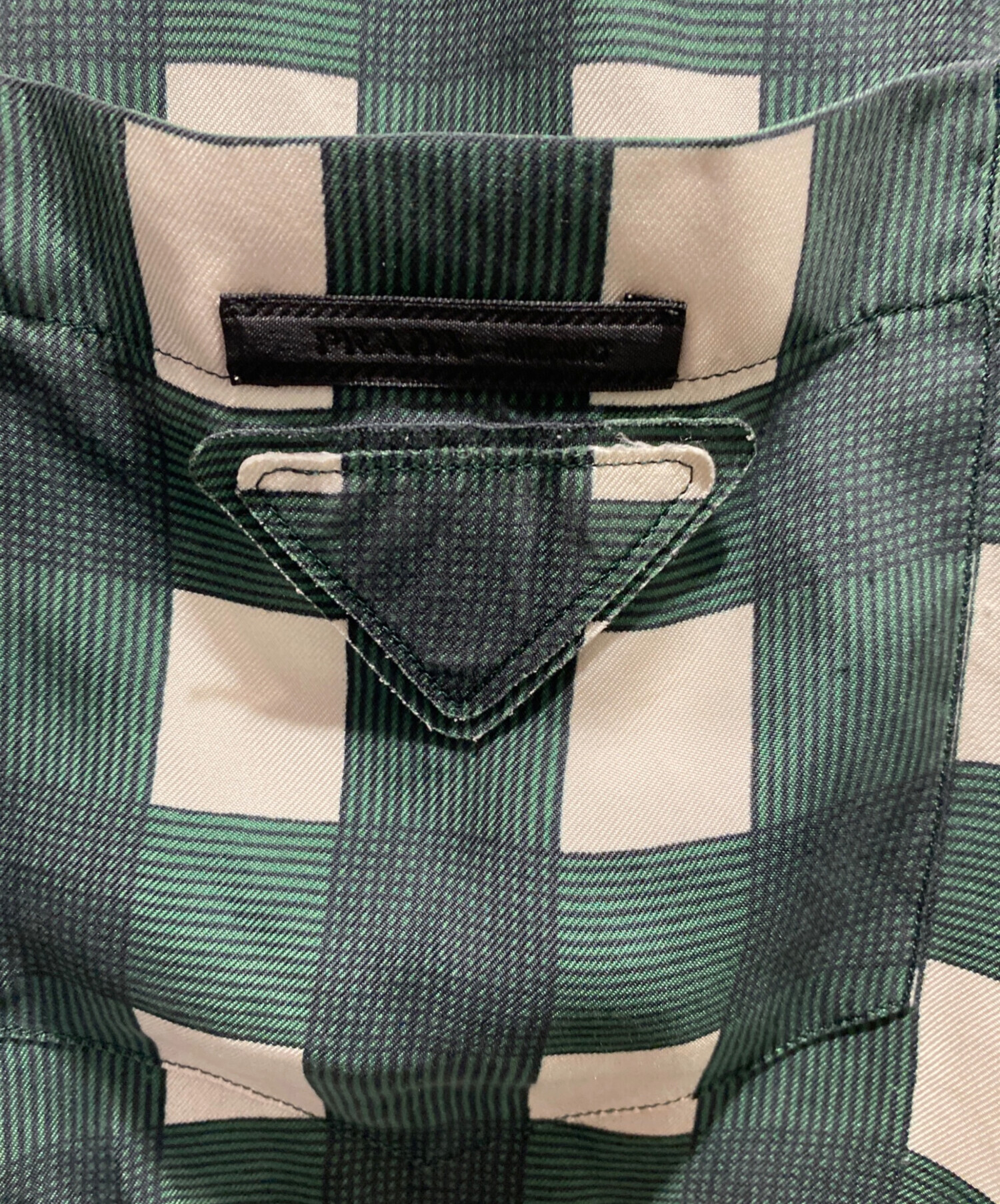 中古・古着通販】PRADA (プラダ) チェックシャツ グリーン×ホワイト