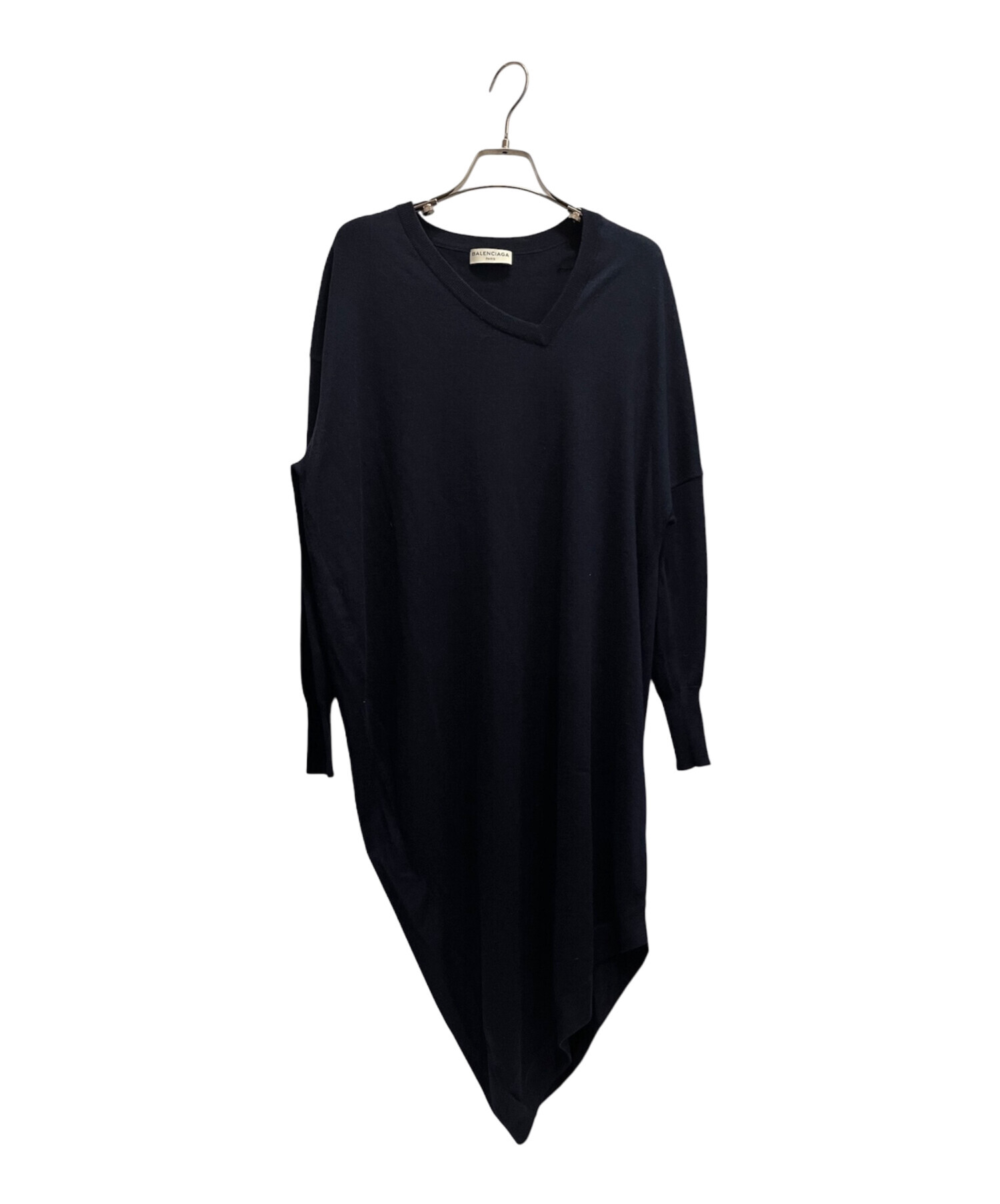 BALENCIAGA 定価25万 お上品ラップデザイン濃紺ワンピース 中古・古着通販】BALENCIAGA (バレンシアガ) カシミヤ混ニット