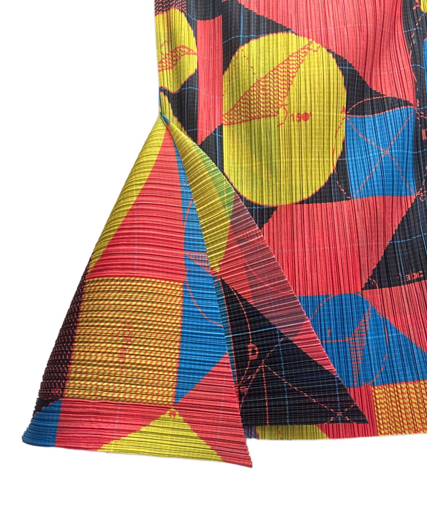 PLEATS PLEASE プリーツロングスカート マルチカラー 中古・古着通販】PLEATS PLEASE (プリーツプリーズ) 幾何学模様 変形