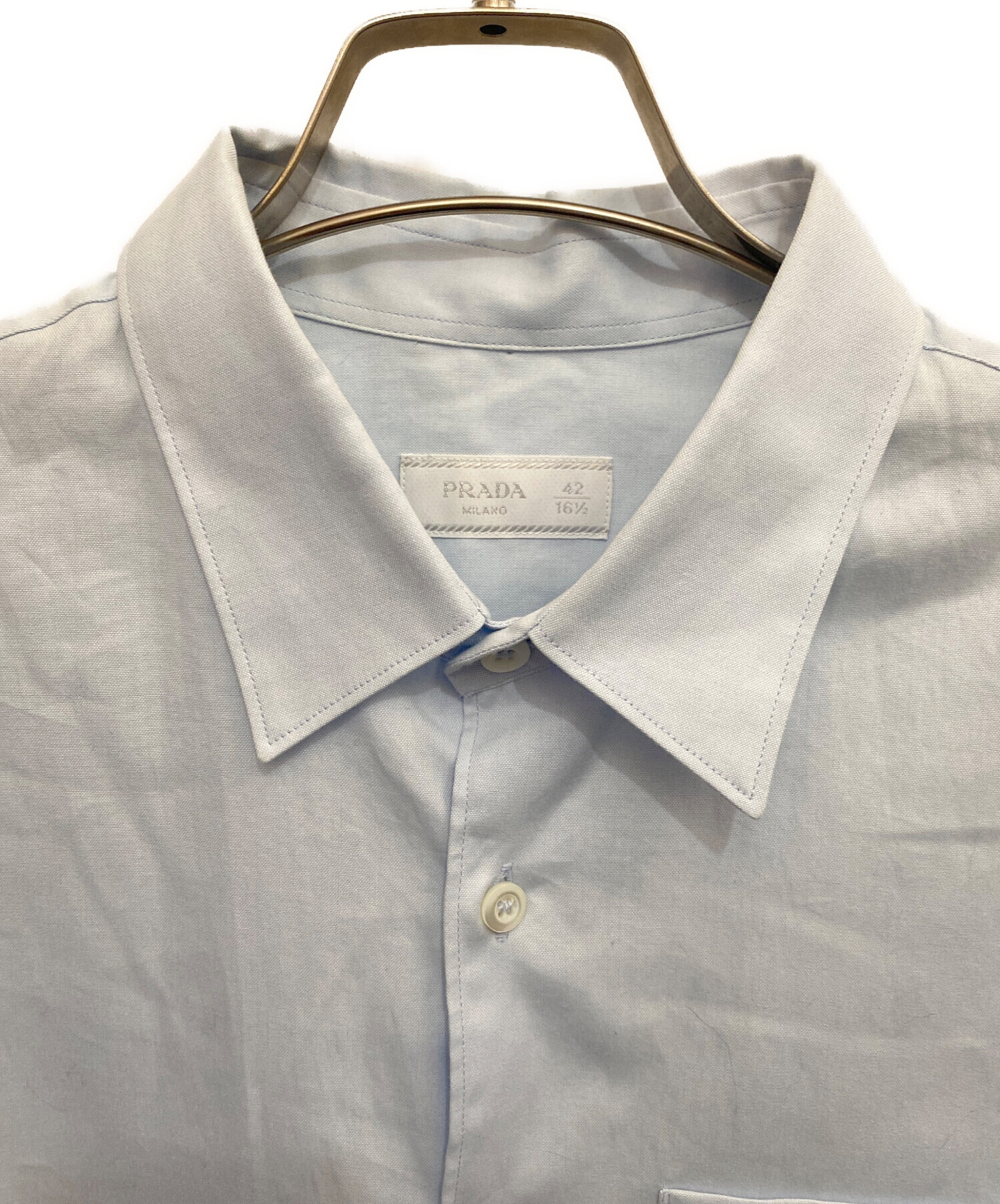 中古・古着通販】PRADA (プラダ) 長袖シャツ スカイブルー サイズ:42