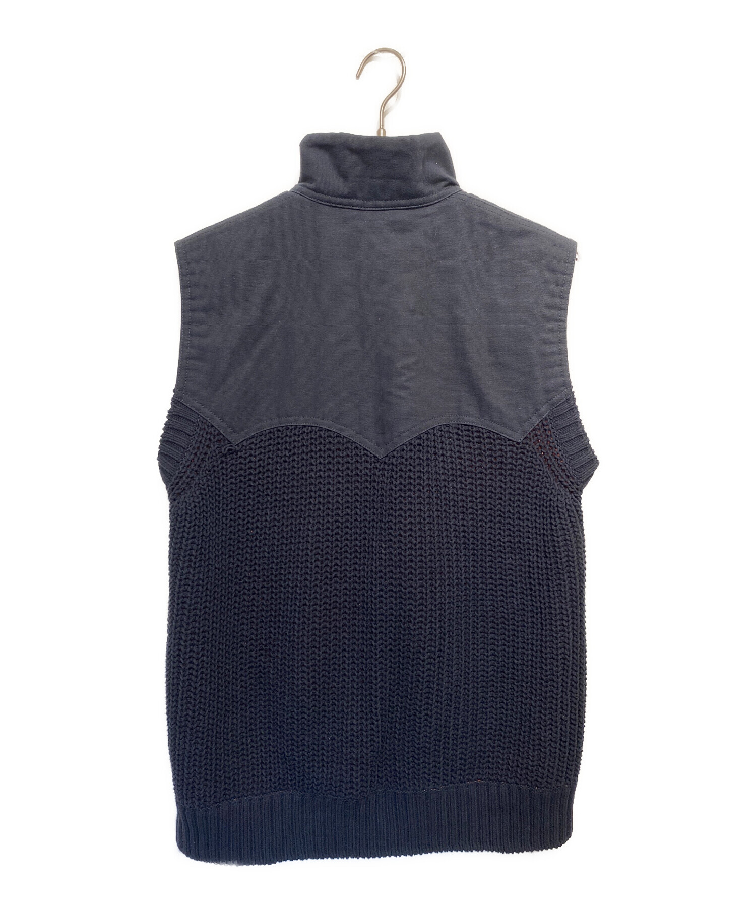 sacai ニットベスト/ジレ 中古・古着通販】sacai (サカイ) ニット切替ヨークベスト ネイビー