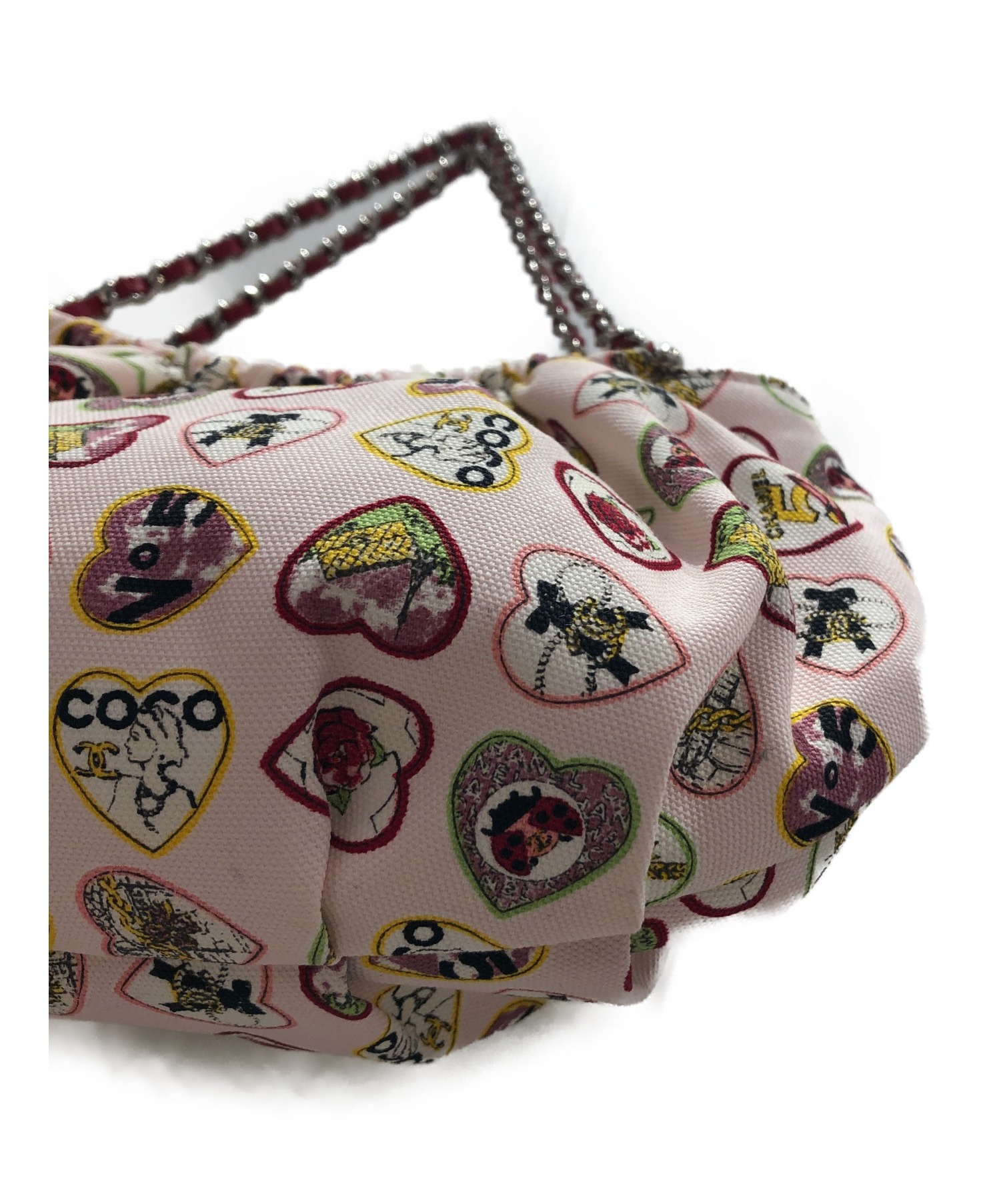 中古・古着通販】CHANEL (シャネル) キャンバスハンドバッグ ピンク