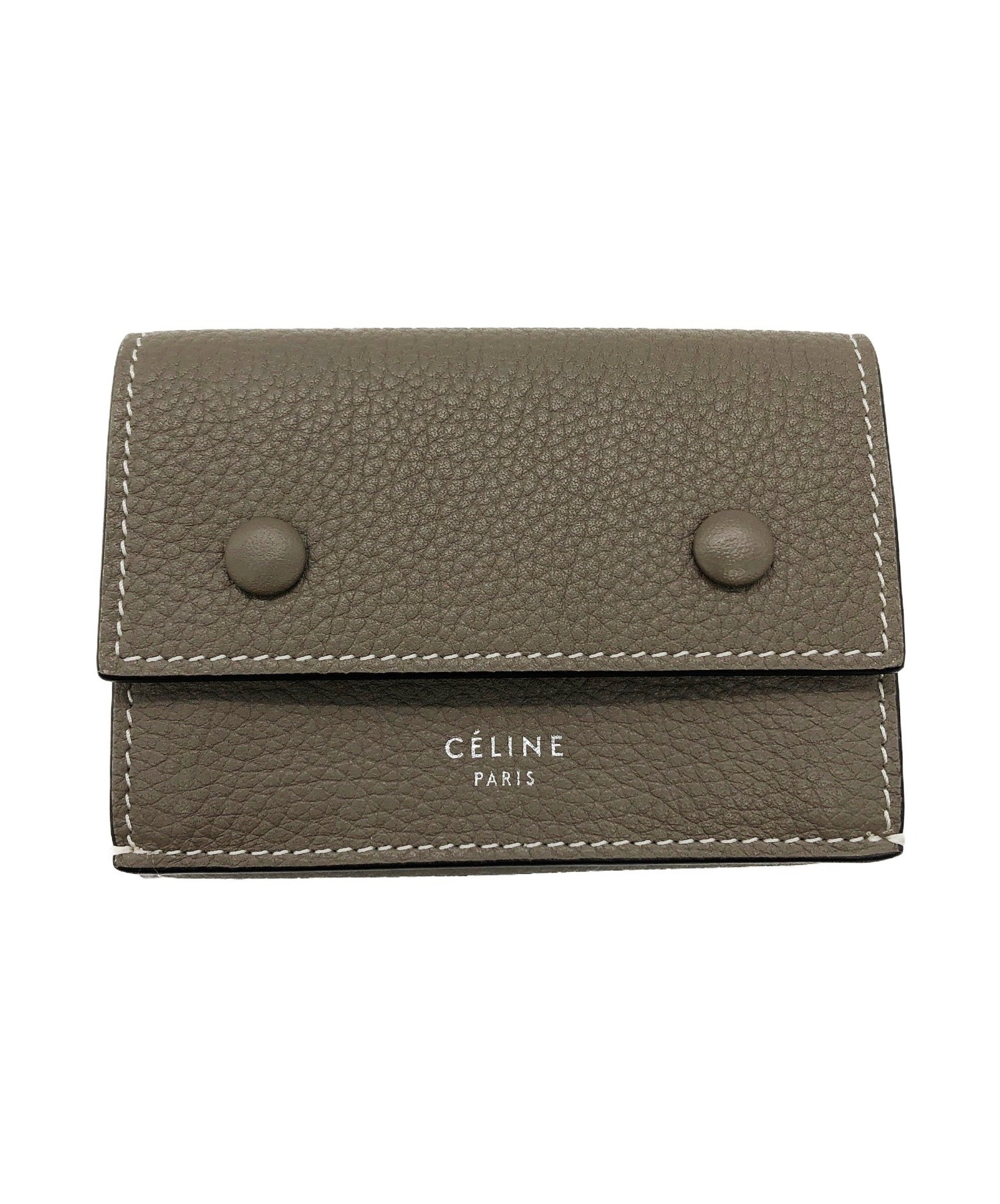 中古・古着通販】CELINE (セリーヌ) Wホック3つ折り財布 グレー 