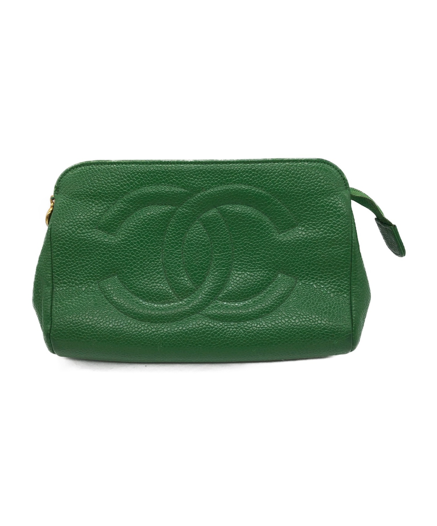 中古・古着通販】CHANEL (シャネル) コスメポーチ グリーン サイズ:ｰ 