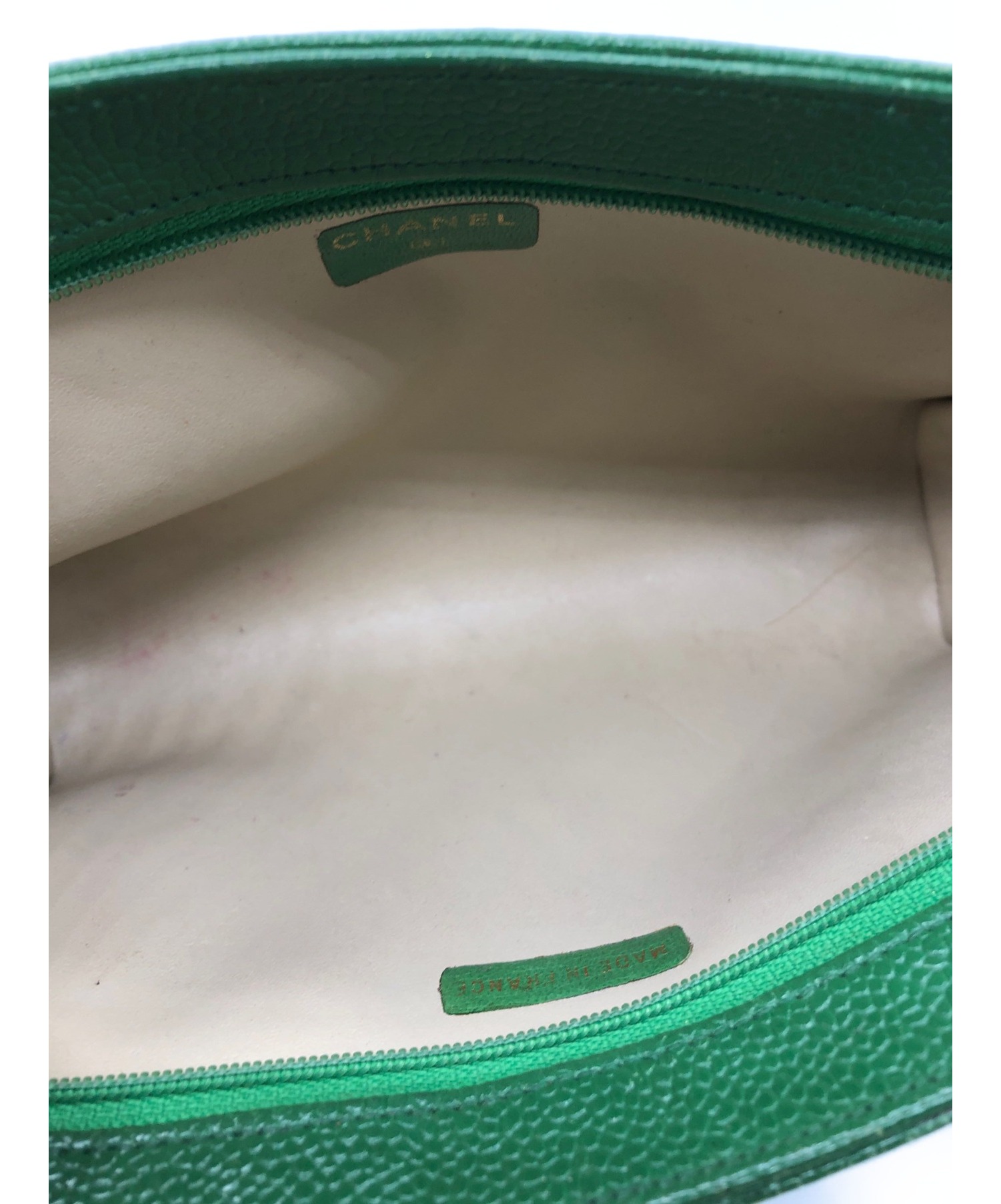 中古・古着通販】CHANEL (シャネル) コスメポーチ グリーン サイズ:ｰ 