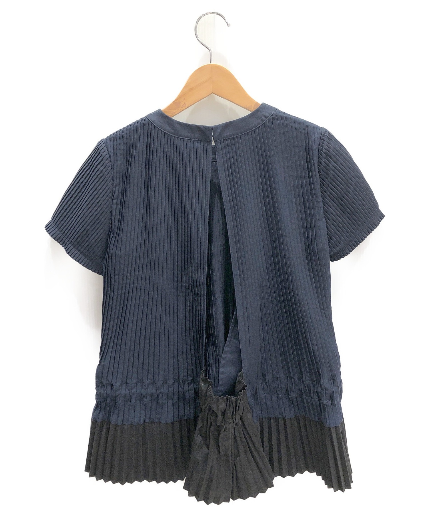中古・古着通販】sacai (サカイ) プリーツブラウス ネイビー サイズ:1 
