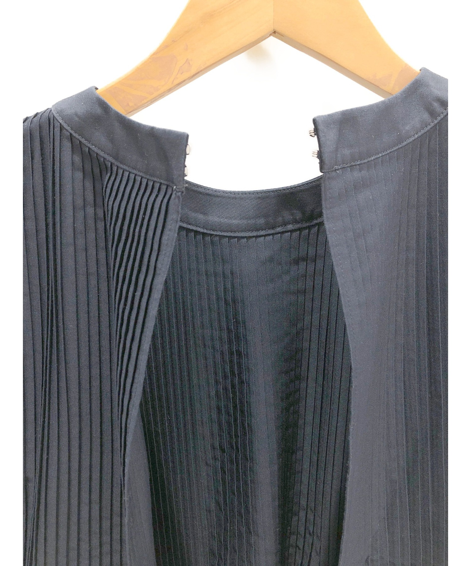 中古・古着通販】sacai (サカイ) プリーツブラウス ネイビー サイズ:1