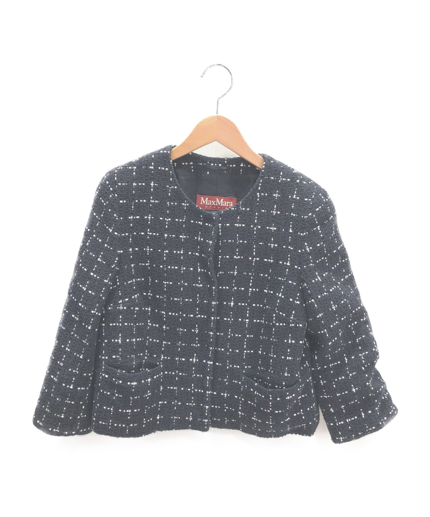 美品✨マックスマーラ最高級白タグ✨ノーカラースーツツイード 美品