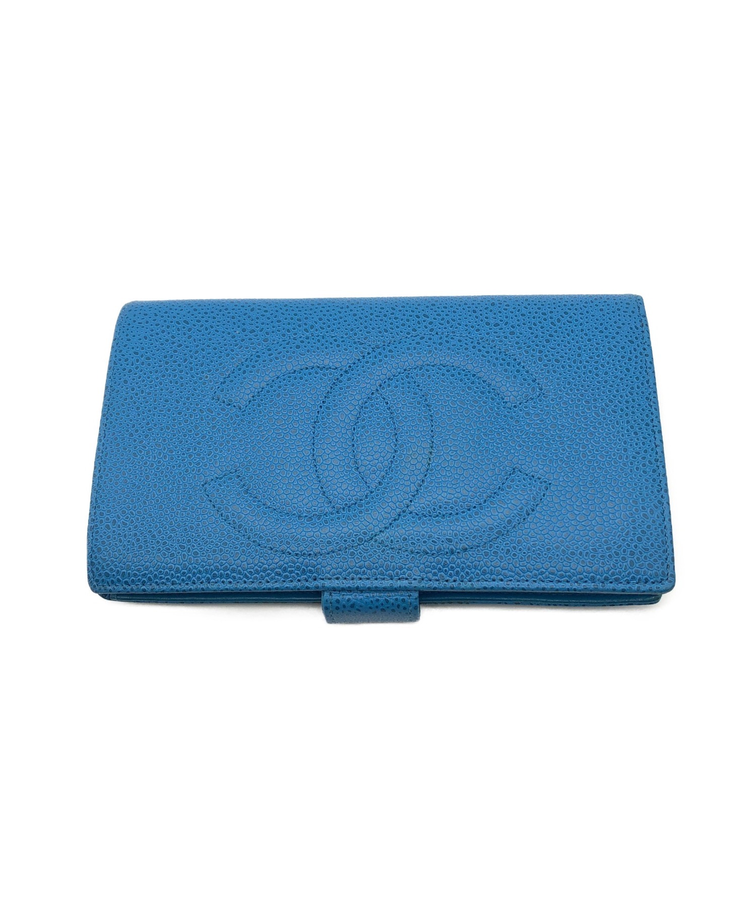 中古・古着通販】CHANEL (シャネル) がま口長財布 ブルー サイズ 