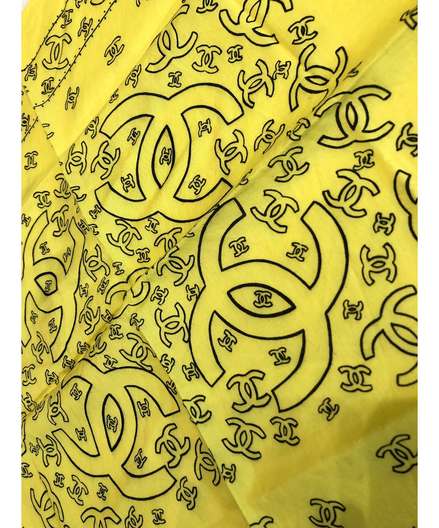 中古・古着通販】CHANEL (シャネル) バンダナスカーフ イエロー サイズ