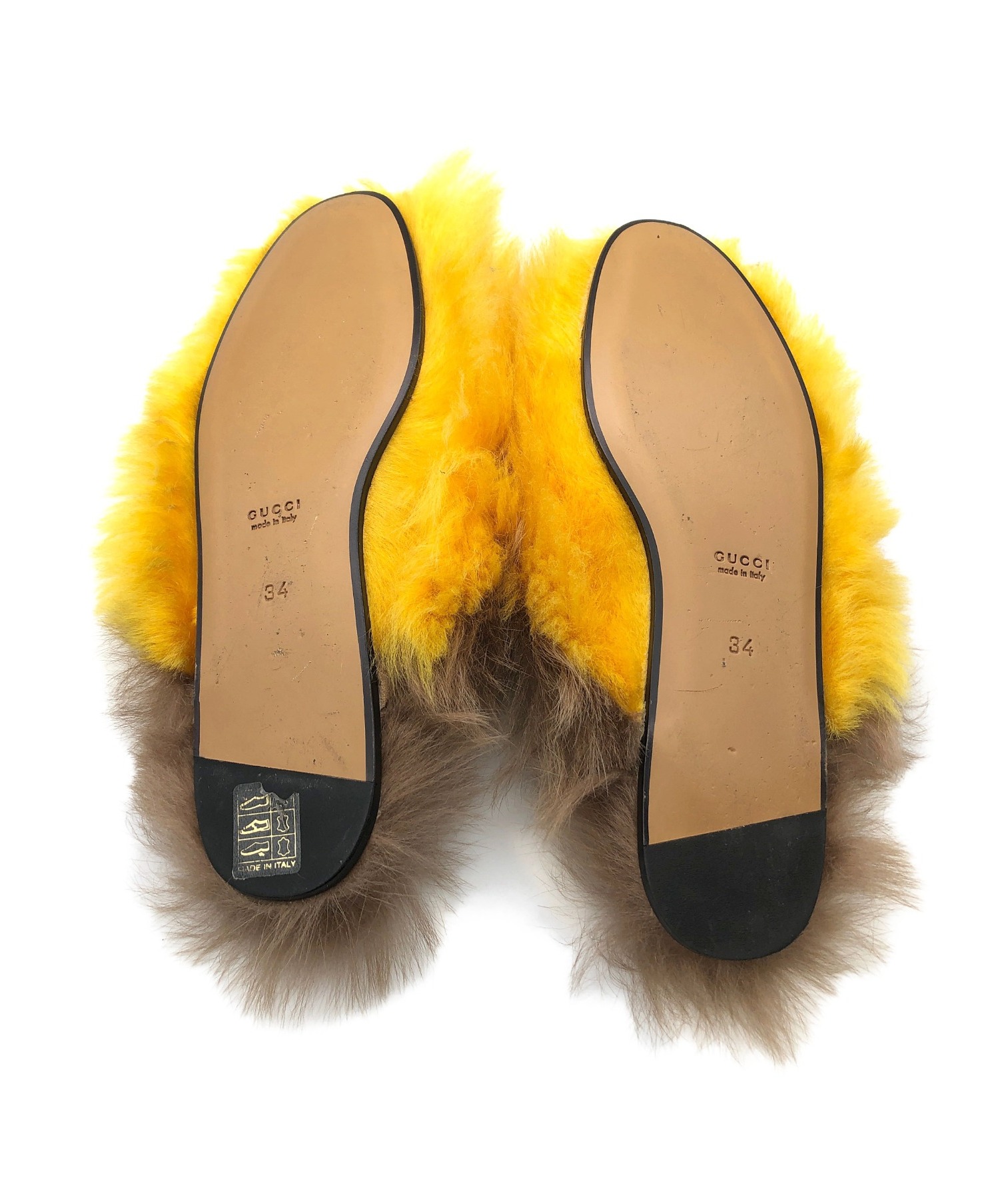 中古・古着通販】GUCCI (グッチ) ファーサンダル イエロー サイズ:34 中古・古着通販】GUCCI (グッチ) ファーサンダル イエロー サイズ:34