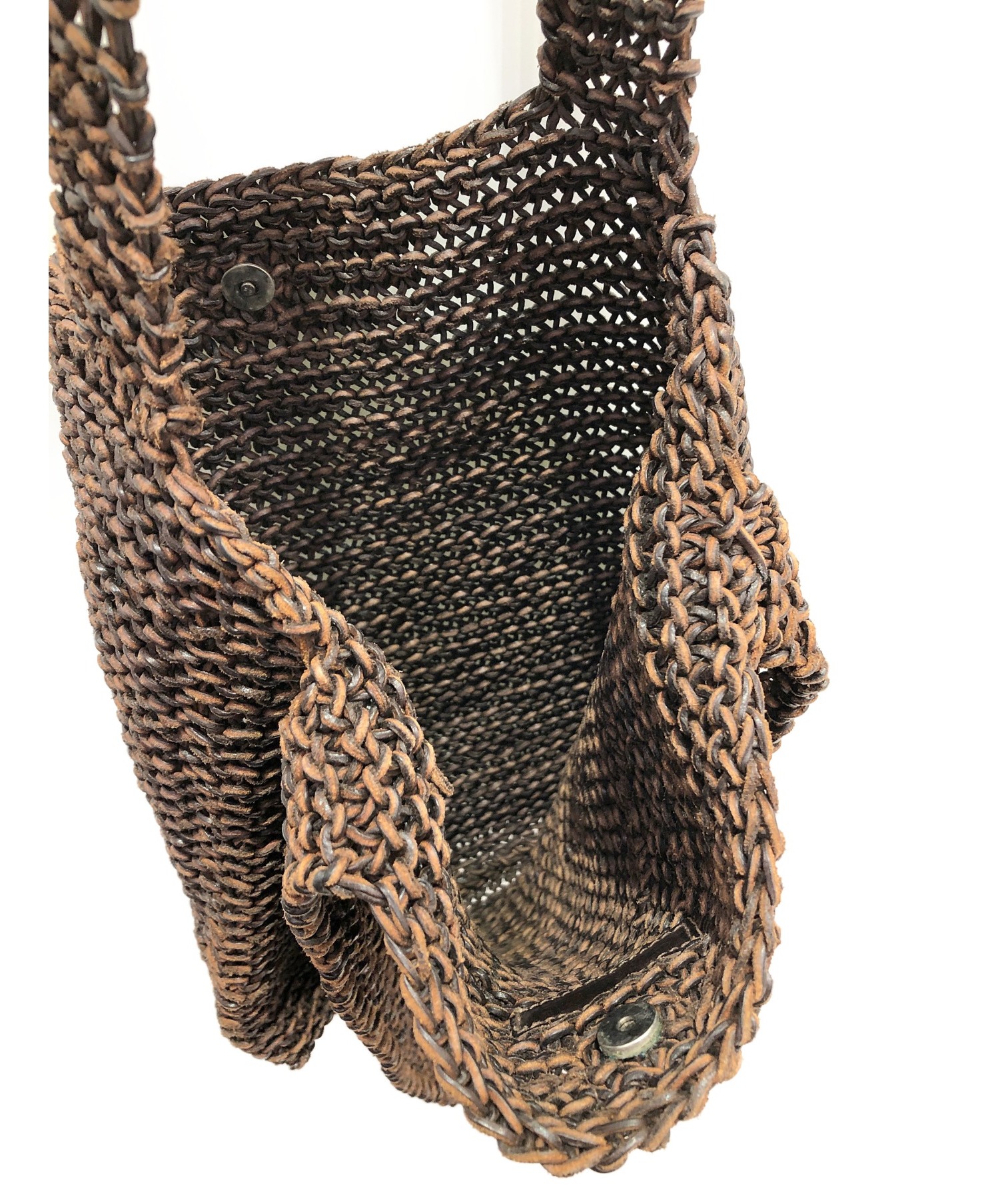 中古・古着通販】CHANEL (シャネル) レザー編みショルダーバッグ