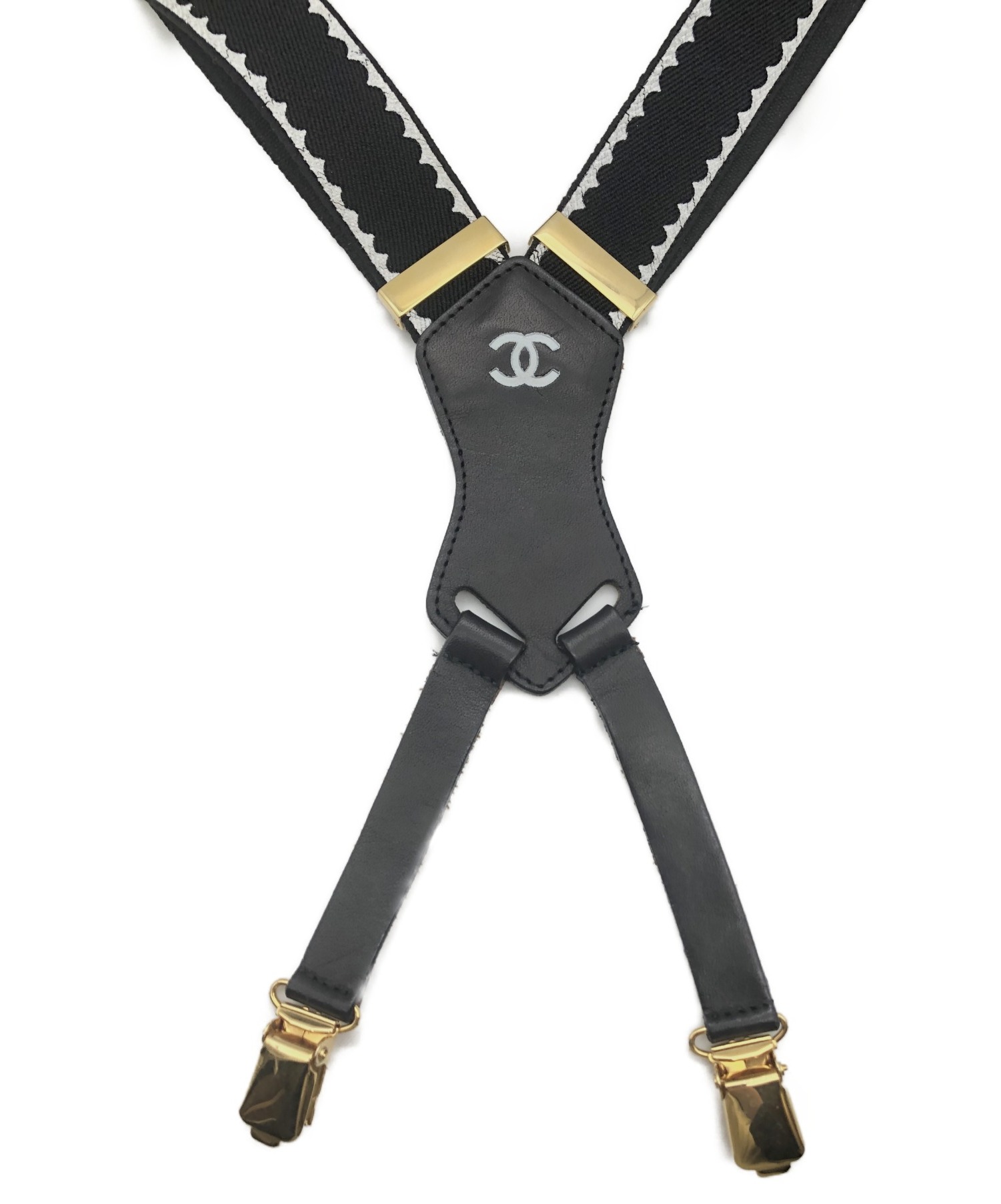 中古・古着通販】CHANEL (シャネル) ロゴサスペンダー ブラック サイズ 