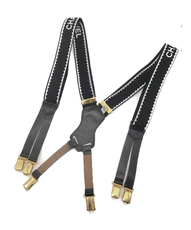 最終処分価格！CHANELヴィンテージ サスペンダー美品 中古 中古・古着通販】CHANEL (シャネル) ロゴサスペンダー ブラック サイズ