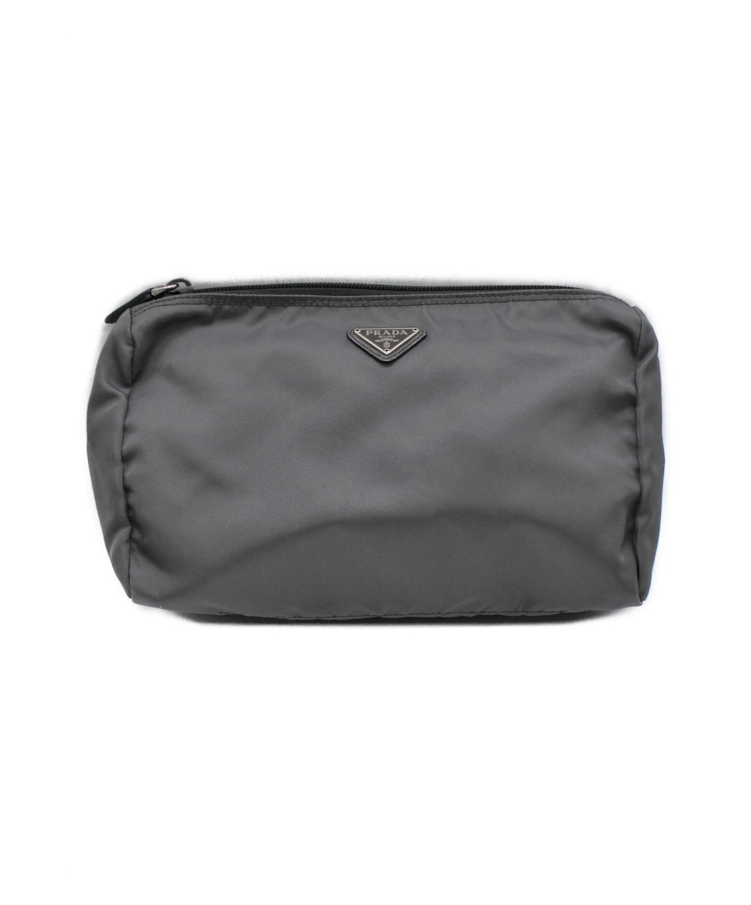 中古・古着通販】PRADA (プラダ) ナイロンポーチ グレー サイズ
