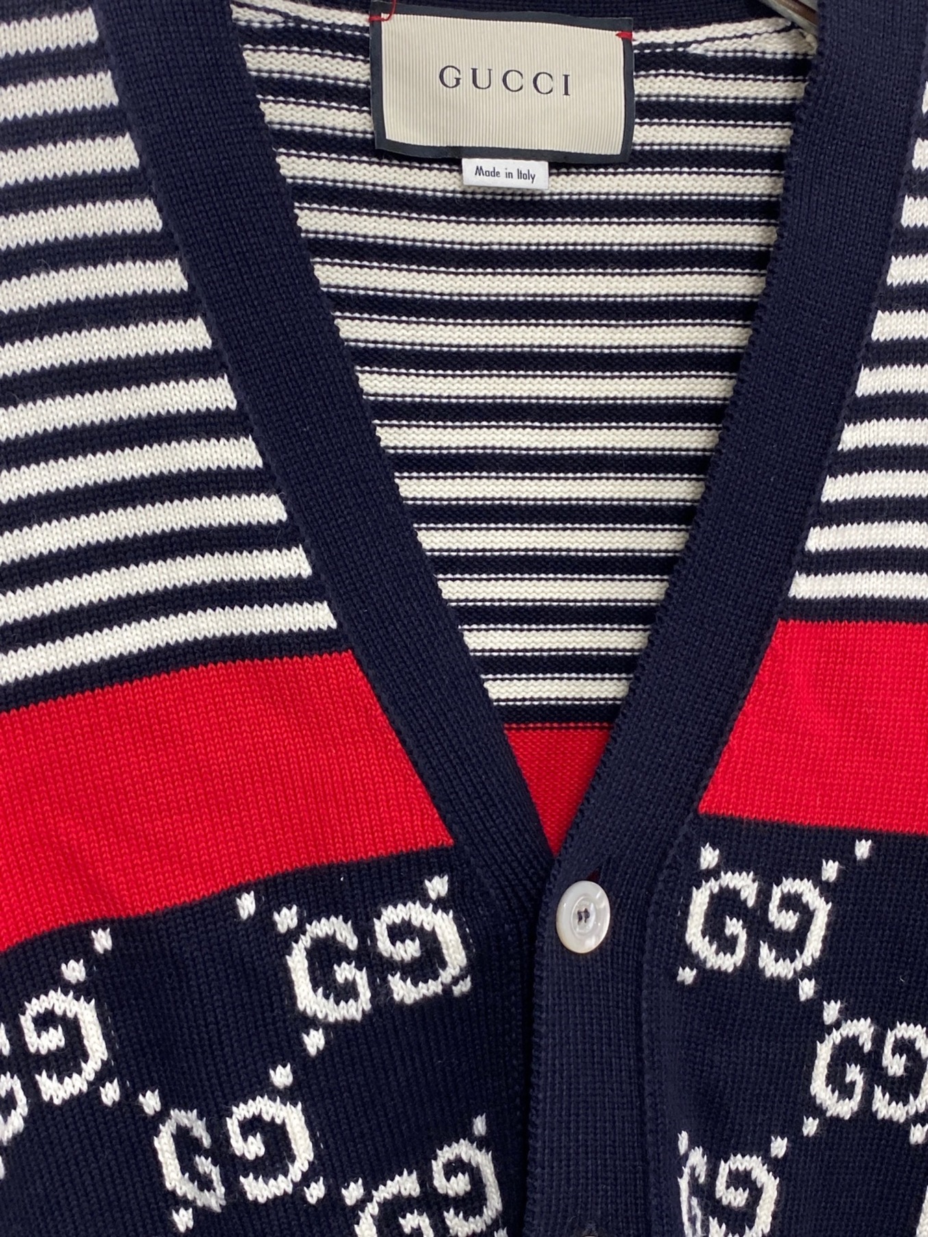 中古・古着通販】GUCCI (グッチ) GGストライプニットカーディガン