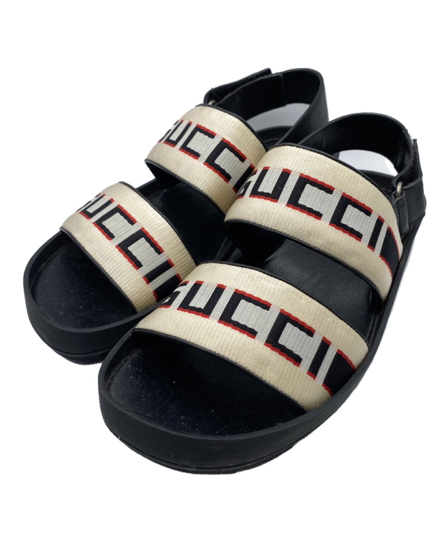 中古・古着通販】GUCCI (グッチ) ストライプストラップサンダル 