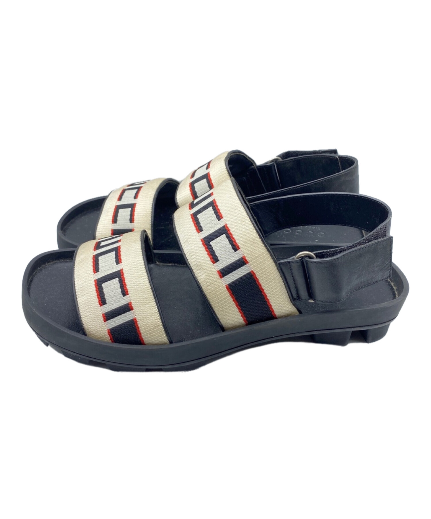 中古・古着通販】GUCCI (グッチ) ストライプストラップサンダル 