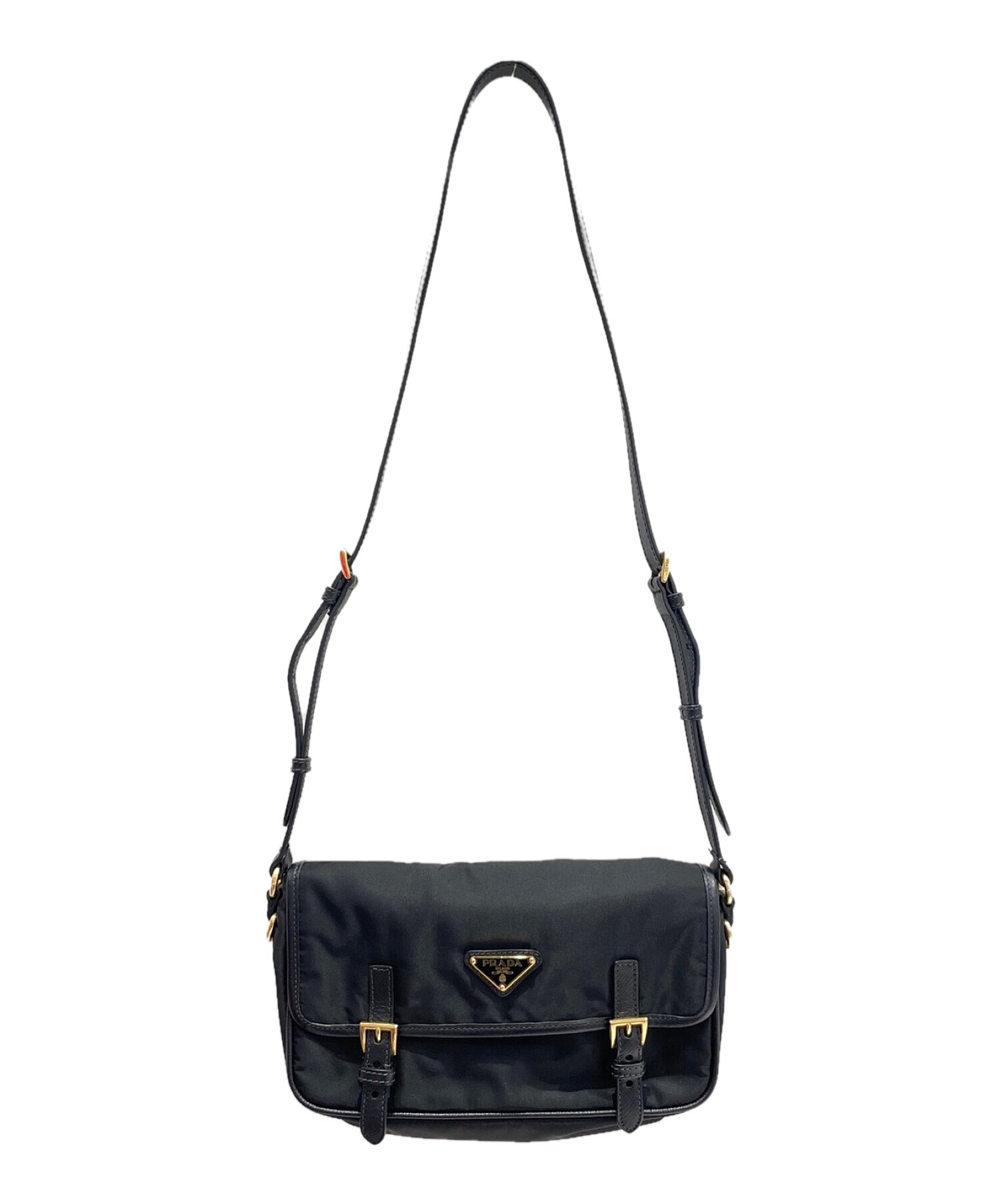 PRADA ナイロン製ショルダーバッグUSED 中古・古着通販】PRADA (プラダ) ナイロンショルダーバッグ ブラック