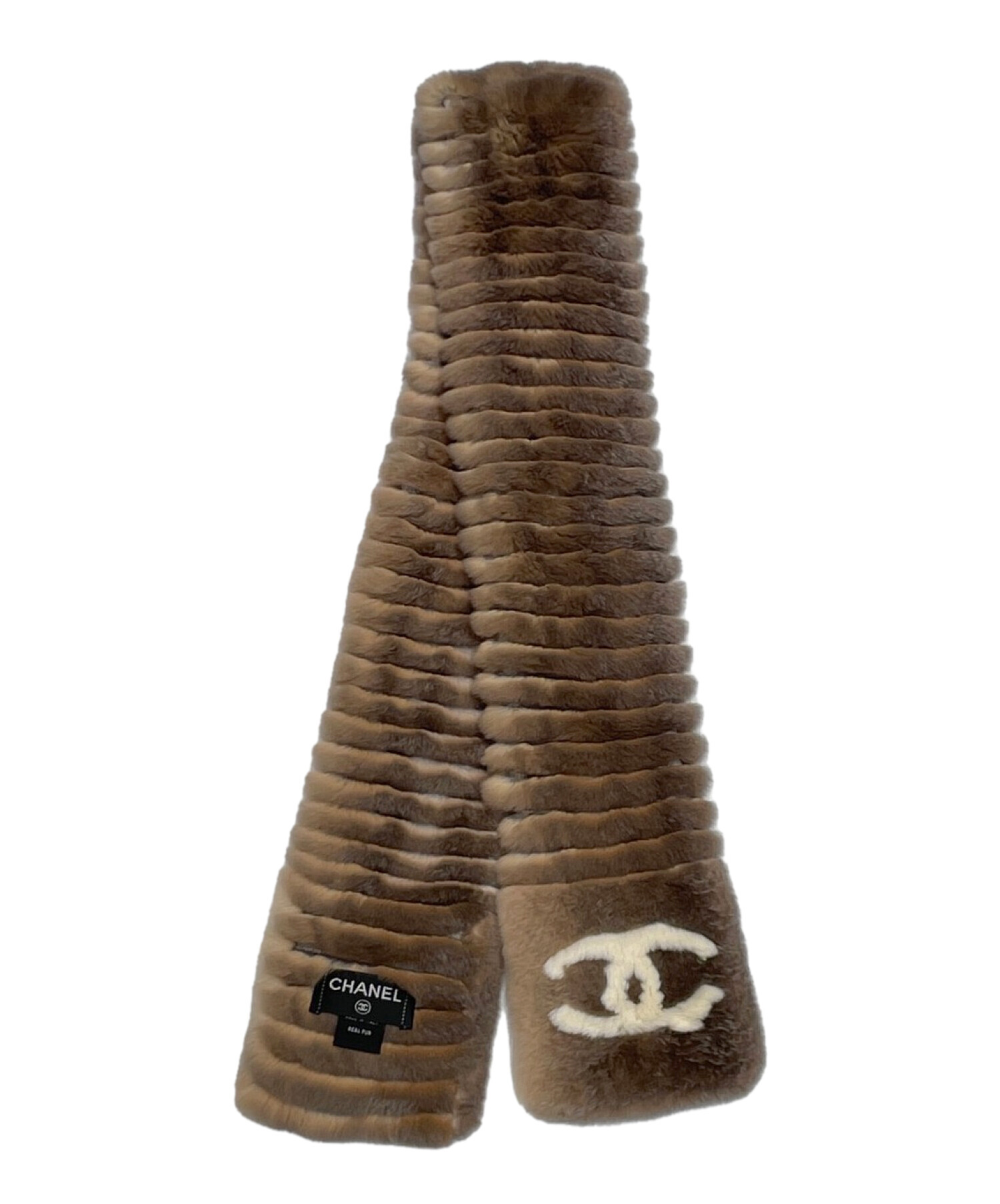 中古・古着通販】CHANEL (シャネル) オリラグファーマフラー ブラウン 
