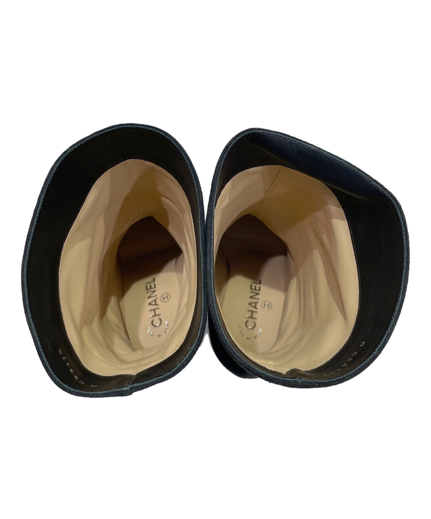 中古・古着通販】CHANEL (シャネル) スウェードハーフブーツ ブラック