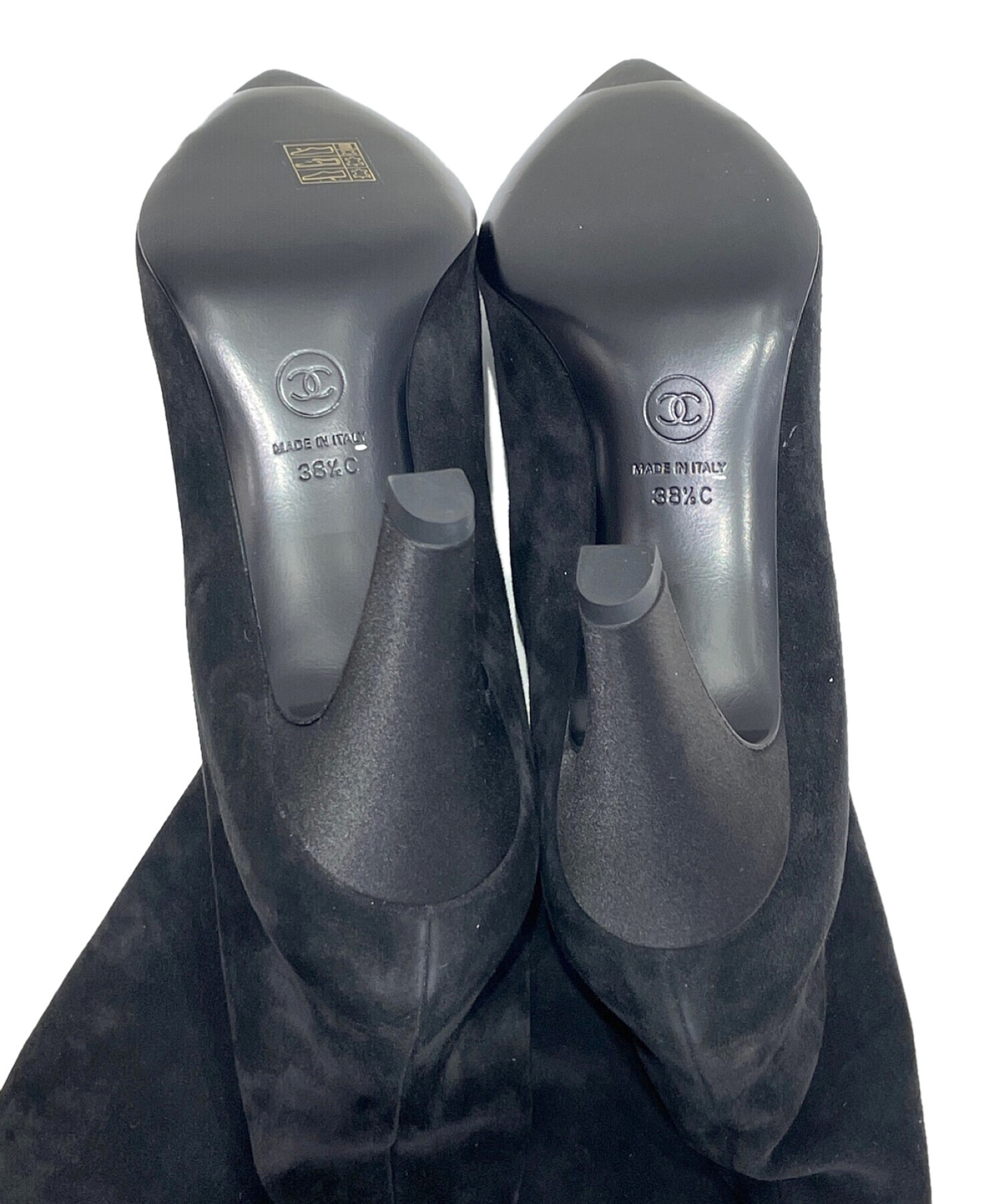 中古・古着通販】CHANEL (シャネル) スウェードハーフブーツ ブラック