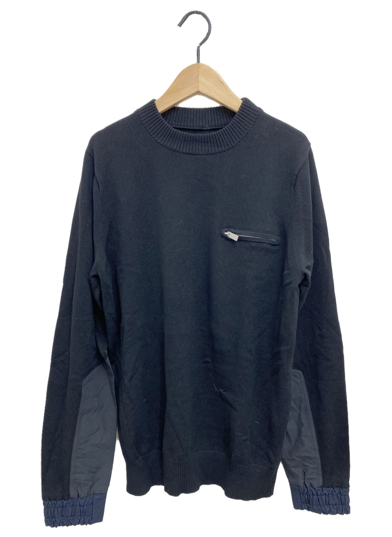 中古・古着通販】sacai (サカイ) 袖切替ニット ブラック サイズ:2