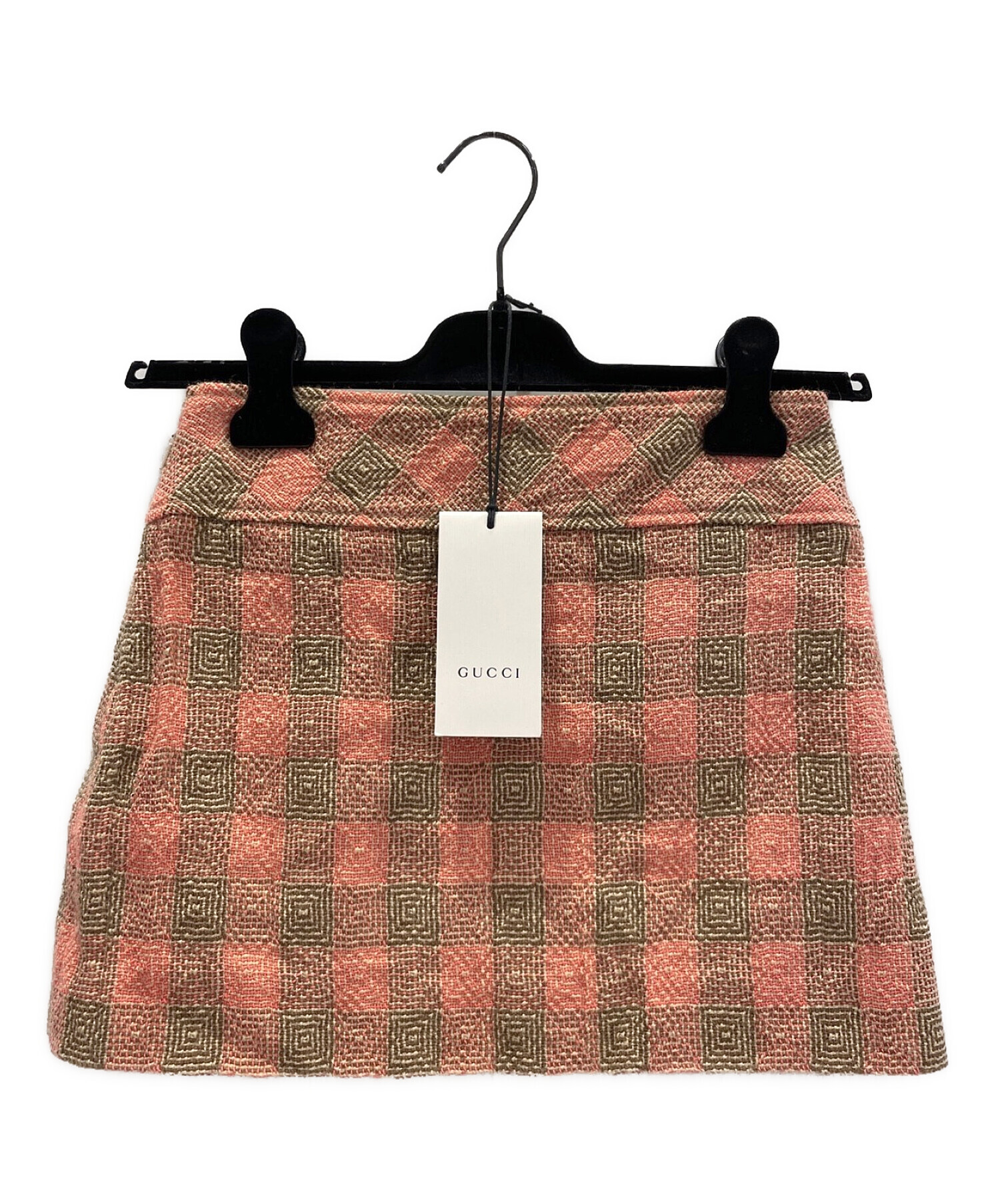 中古・古着通販】GUCCI (グッチ) ミニスカート ピンク×ブラウン サイズ 
