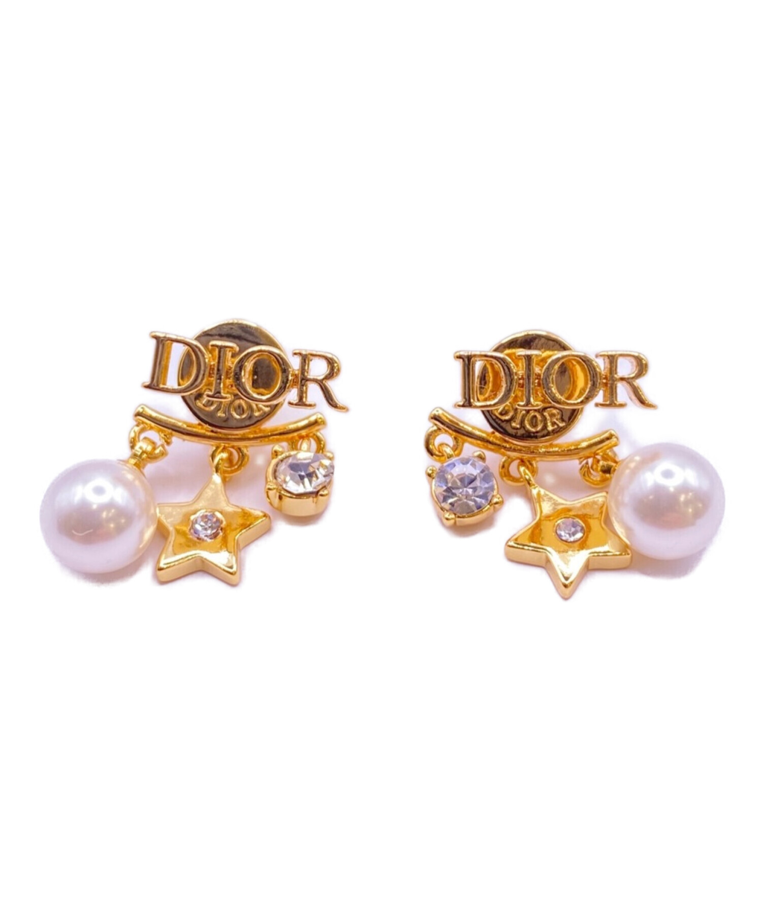 Dior パールと星型チャーム ピアス 煌めき揺れる星のチャーム】DIOR