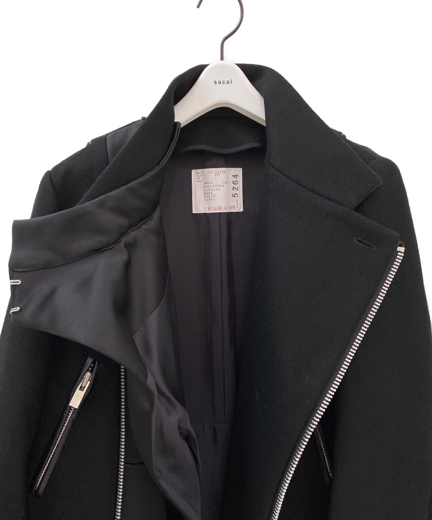 中古・古着通販】sacai (サカイ) 2WAYビジューウールコート ブラック