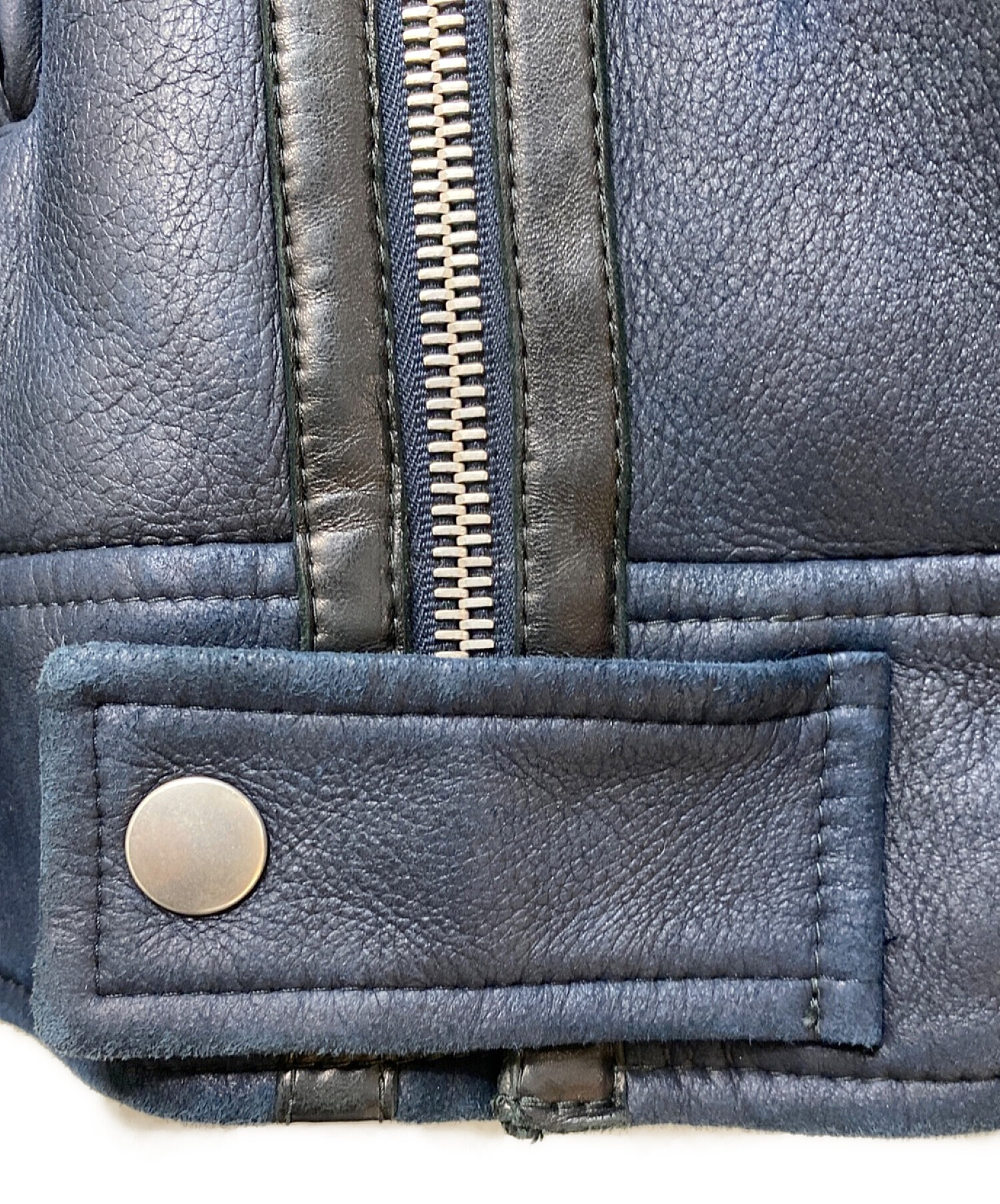 中古・古着通販】MARNI (マルニ) ボアレザージャケット ネイビー 