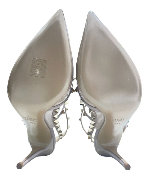 【美品】 ヴァレンティノ　ロックスタッズ　エナメルパンプス　ヌード　21.5 美品】 ヴァレンティノ ロックスタッズ エナメルパンプス ヌード 21.5