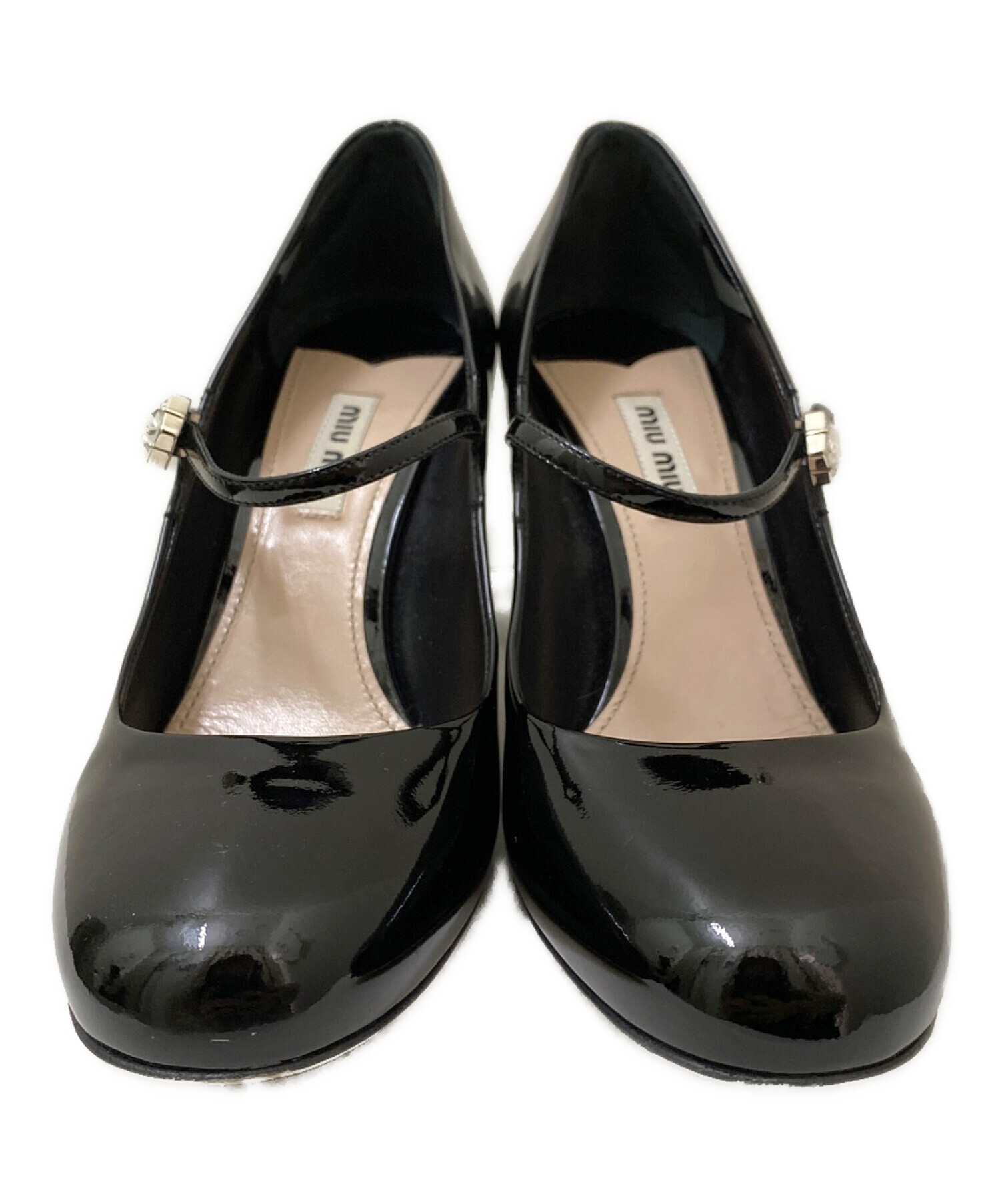中古・古着通販】MIU MIU (ミュウミュウ) パテントパンプス ブラック 