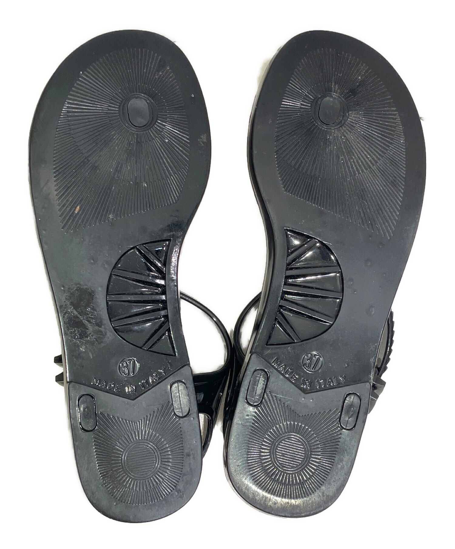 中古・古着通販】CHANEL (シャネル) パールラバーサンダル ブラック