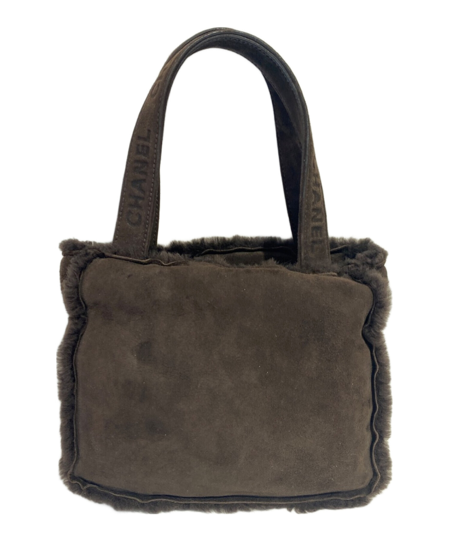 中古・古着通販】CHANEL (シャネル) ムートンハンドバッグ ブラウン