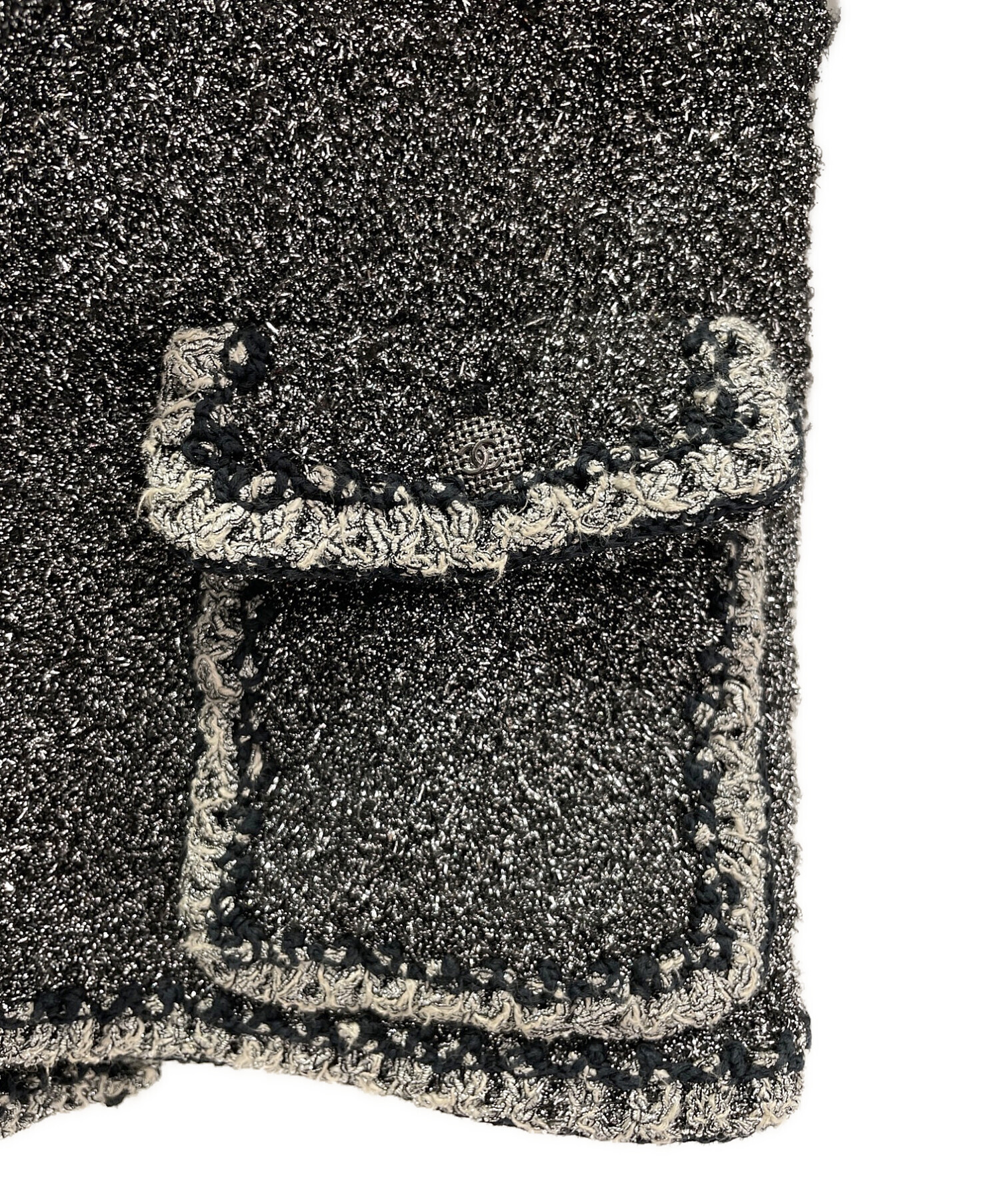 中古・古着通販】CHANEL (シャネル) シルバーラメツイードジャケット