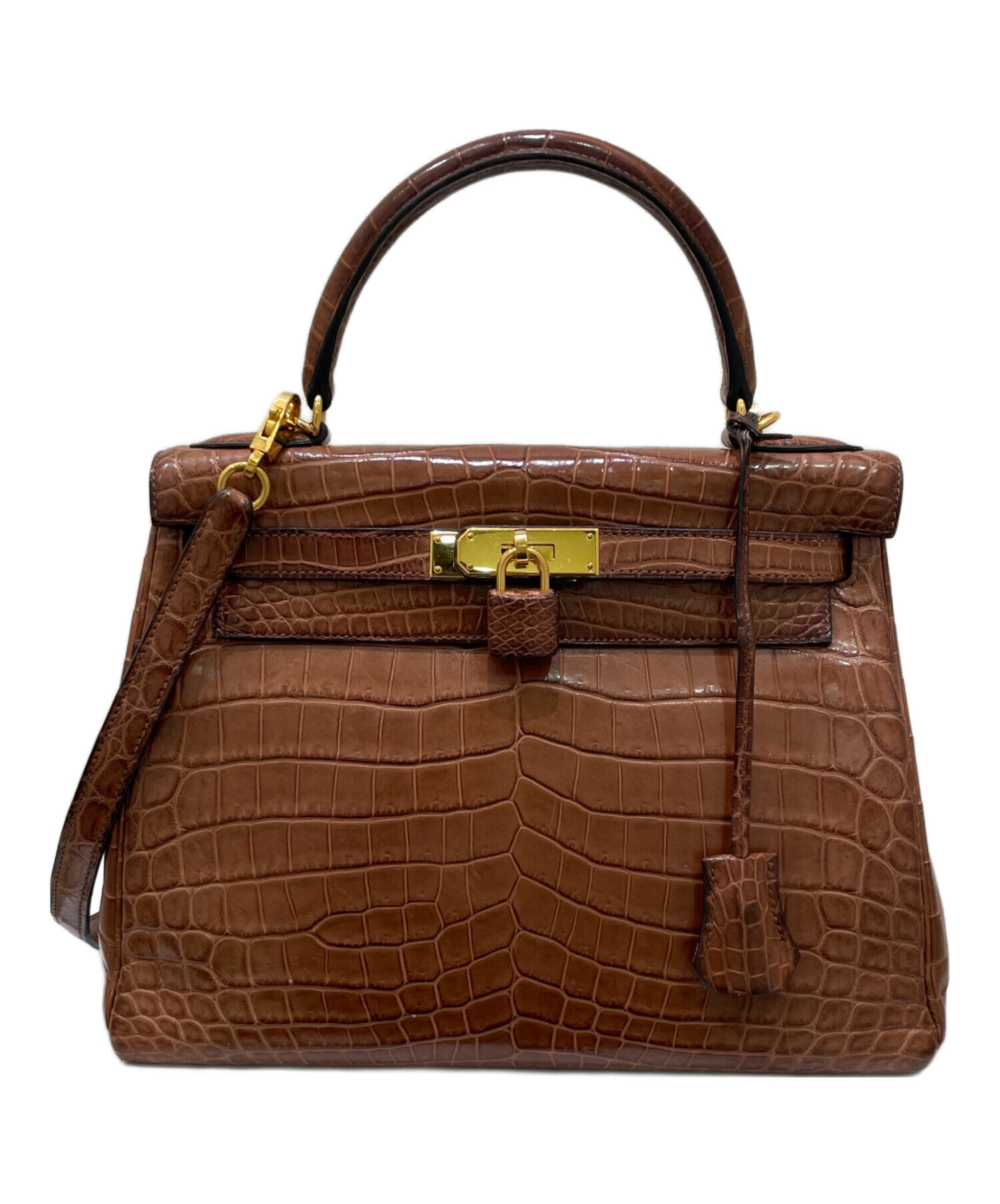 中古・古着通販】HERMES (エルメス) バッグ ブラウン×ゴールド金具