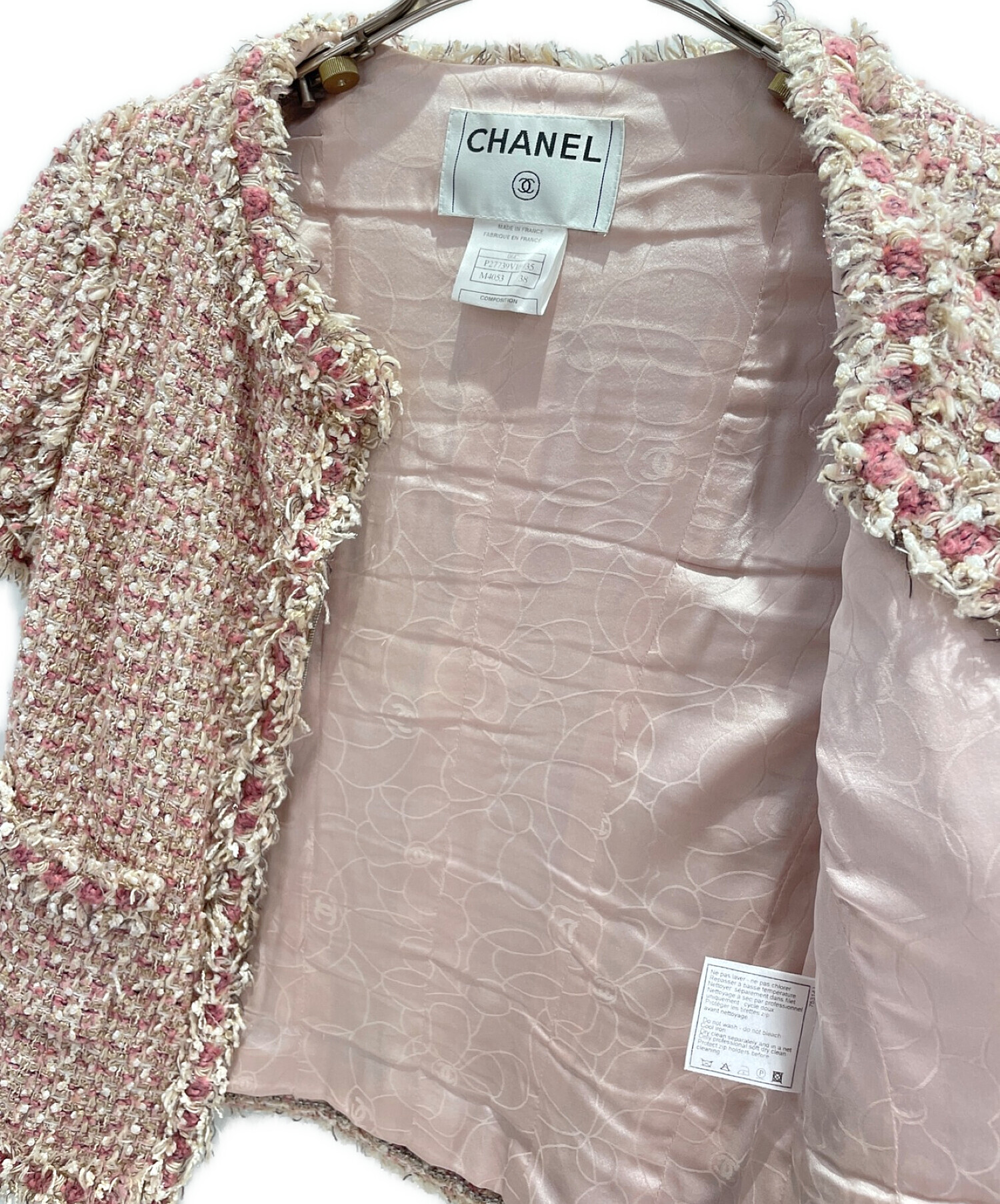 中古・古着通販】CHANEL (シャネル) 半袖ツイードジャケット ピンク