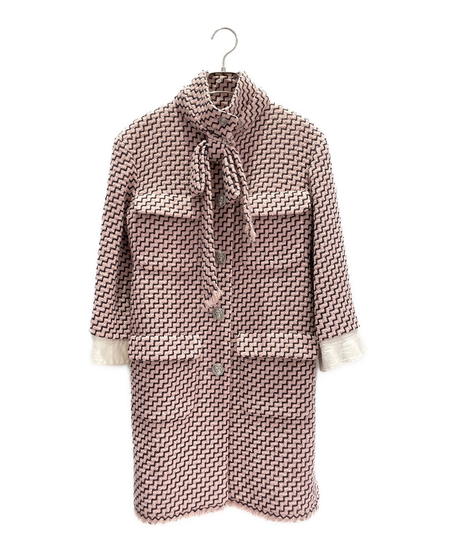 シャネルツイードコートビンテージピンク