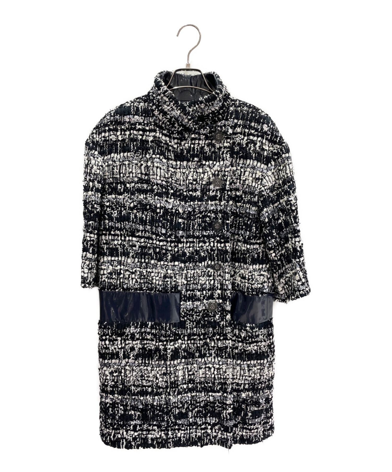 中古・古着通販】CHANEL (シャネル) PVCツイードコート ネイビー 