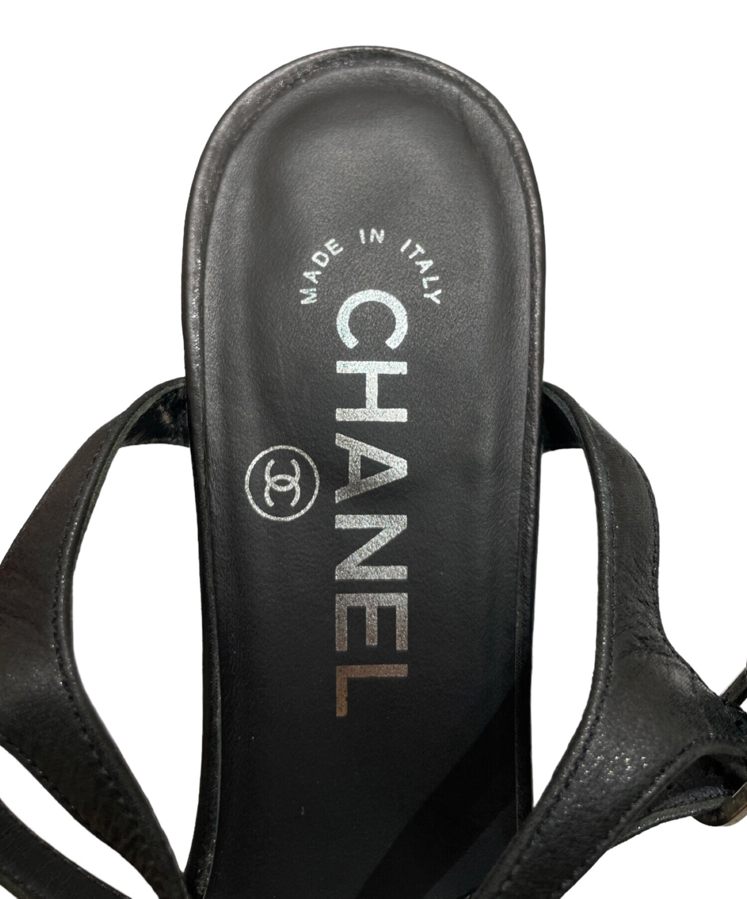中古・古着通販】CHANEL (シャネル) スタービジューサンダル ブラック